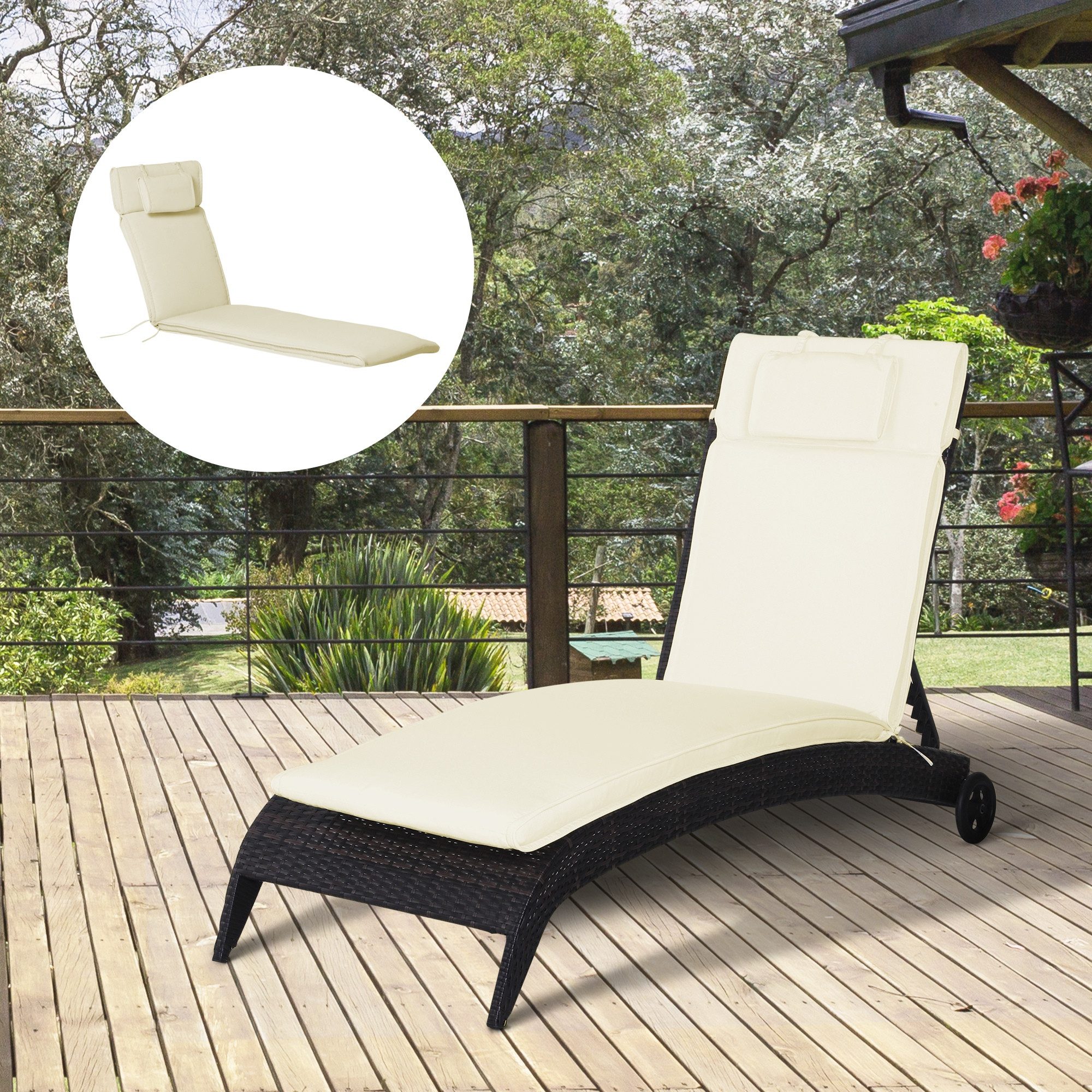 Outsunny Liegenauflage Sonnenliege mit Kopfkissen, Baumwollfaser, günstig online kaufen