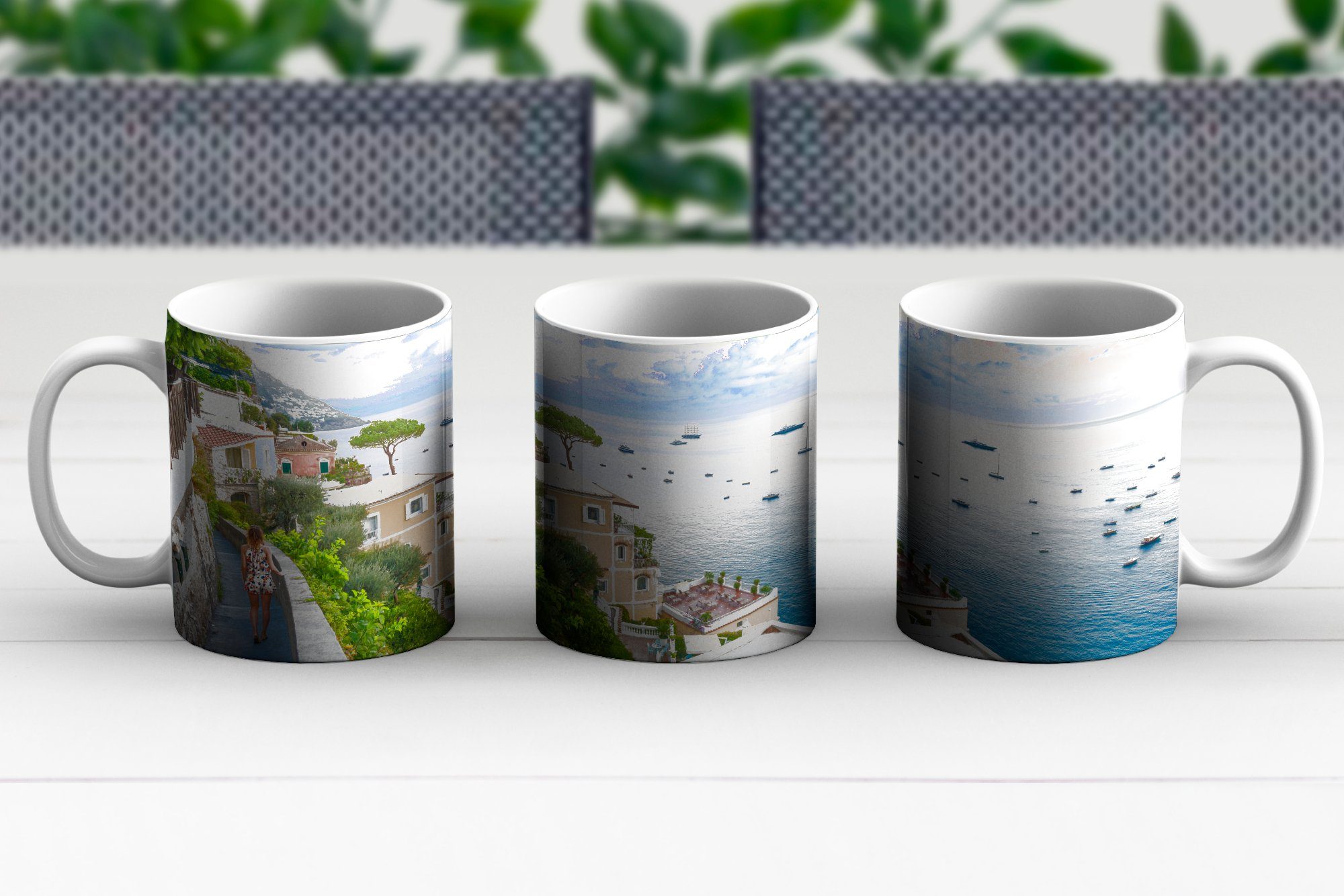 Teetasse, Positano Meer, Kaffeetassen, Keramik, Frau - - - Geschenk Becher, Tasse Teetasse, MuchoWow Italien