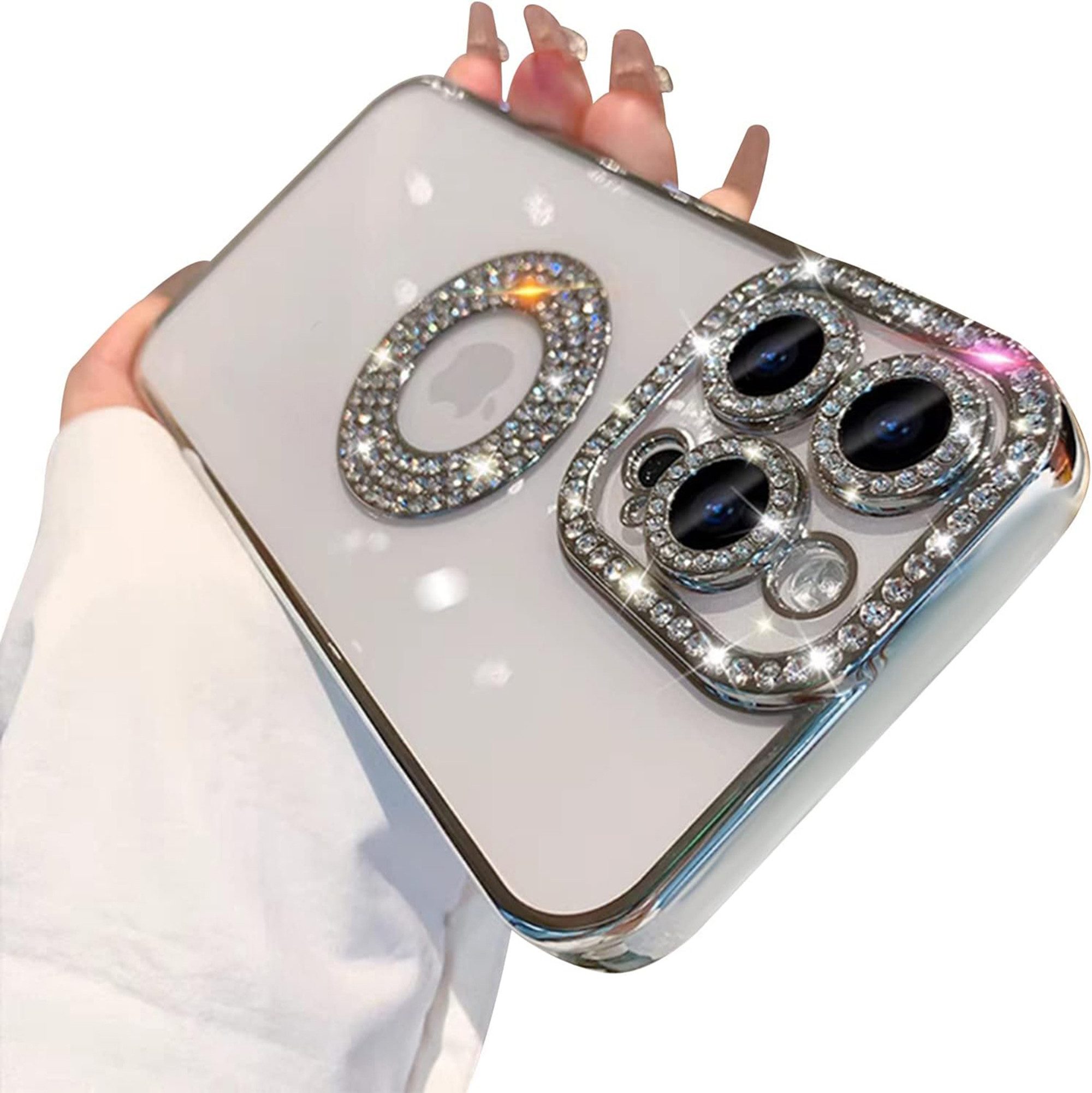 Wörleonline Handyhülle für Apple iPhone 14 Pro Max Hülle, TPU Handyhülle mit Glitzer Diamanten aus Acryl