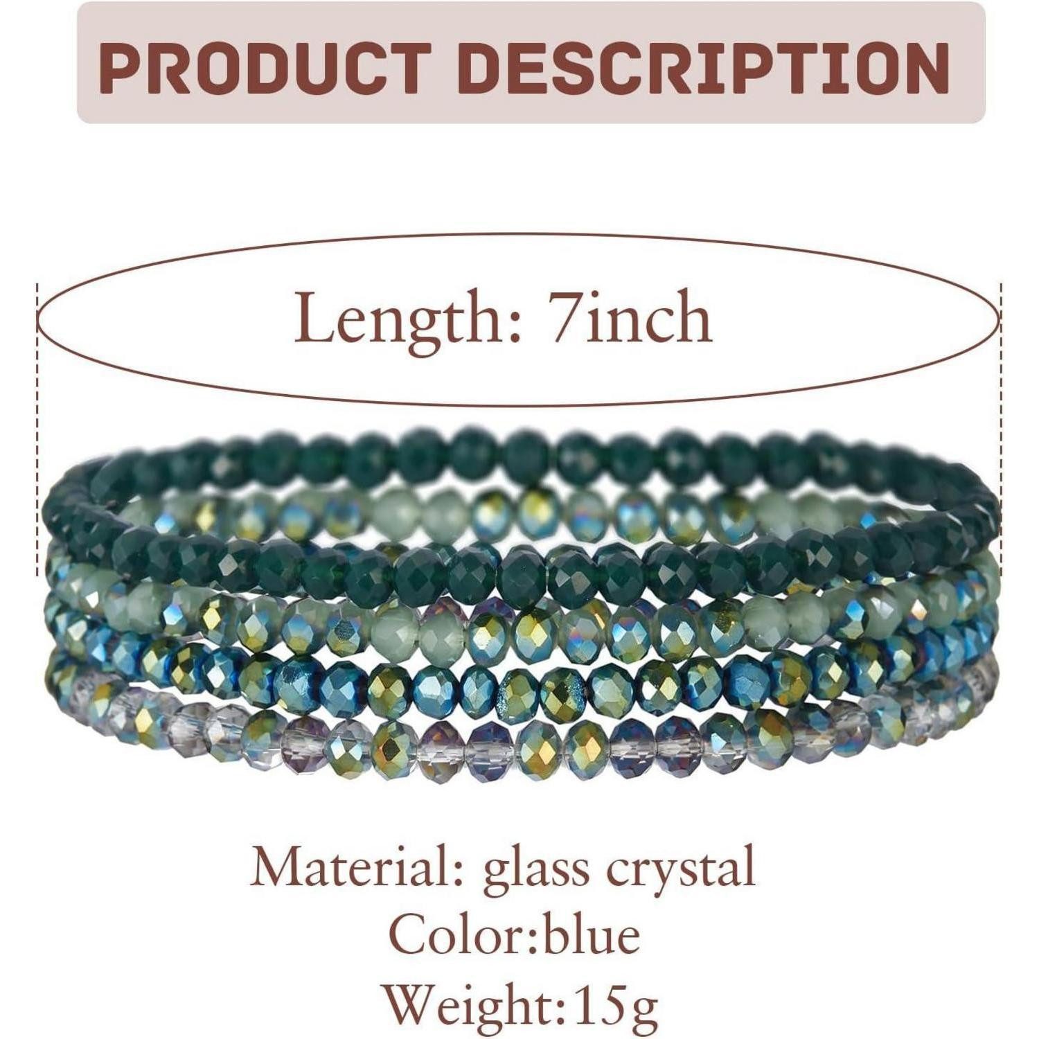 LuxusKollektion Perlenarmband Set Armband Damen Kristall Perlen Mehrschichtig Boho Schwarz grün – Bild 2 von 5