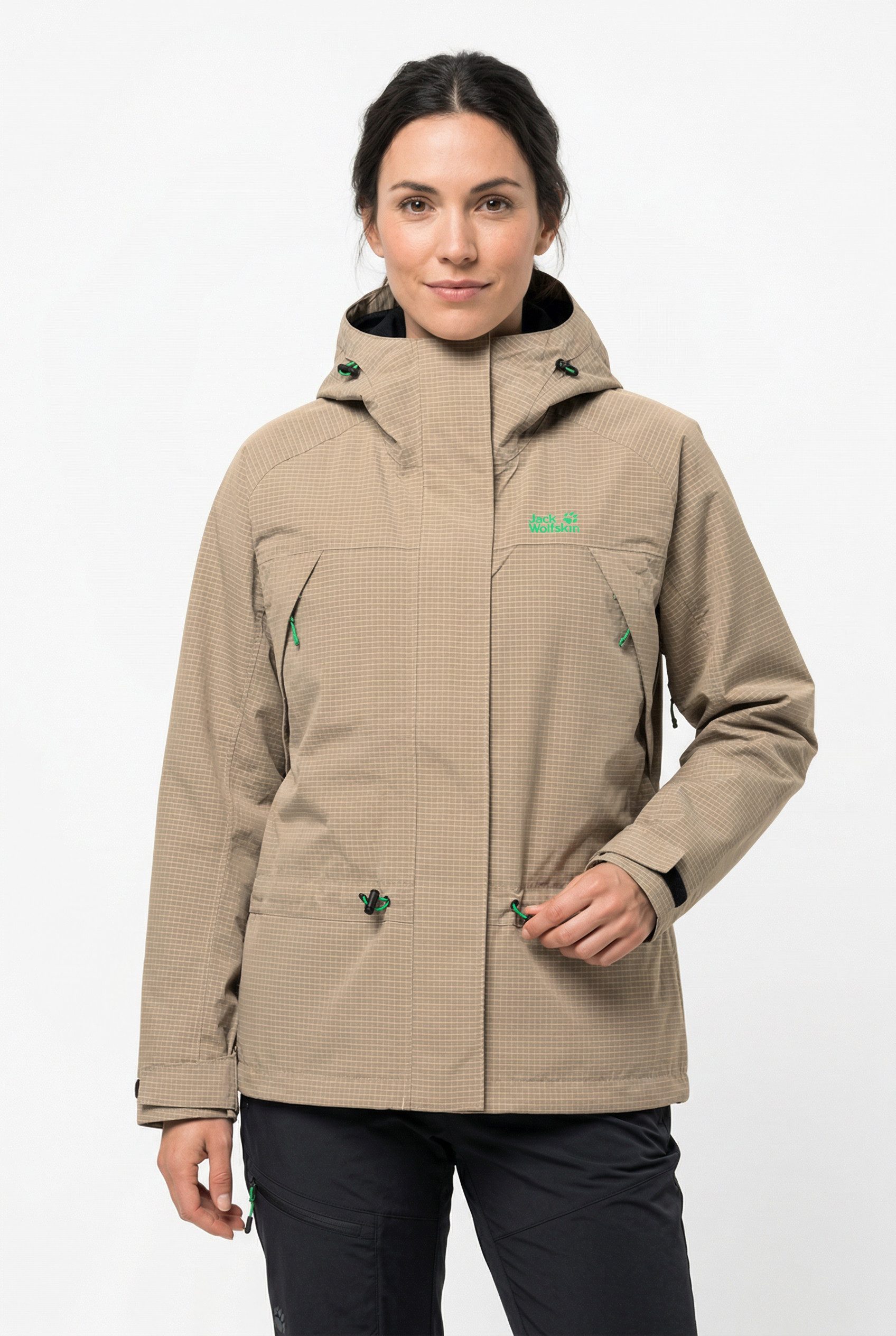 Jack Wolfskin Funktionsjacke FIND THE WILD 2L JKT W wasserdicht, atmungsaktiv, Übergangsjacke, kontrastfarbige Details