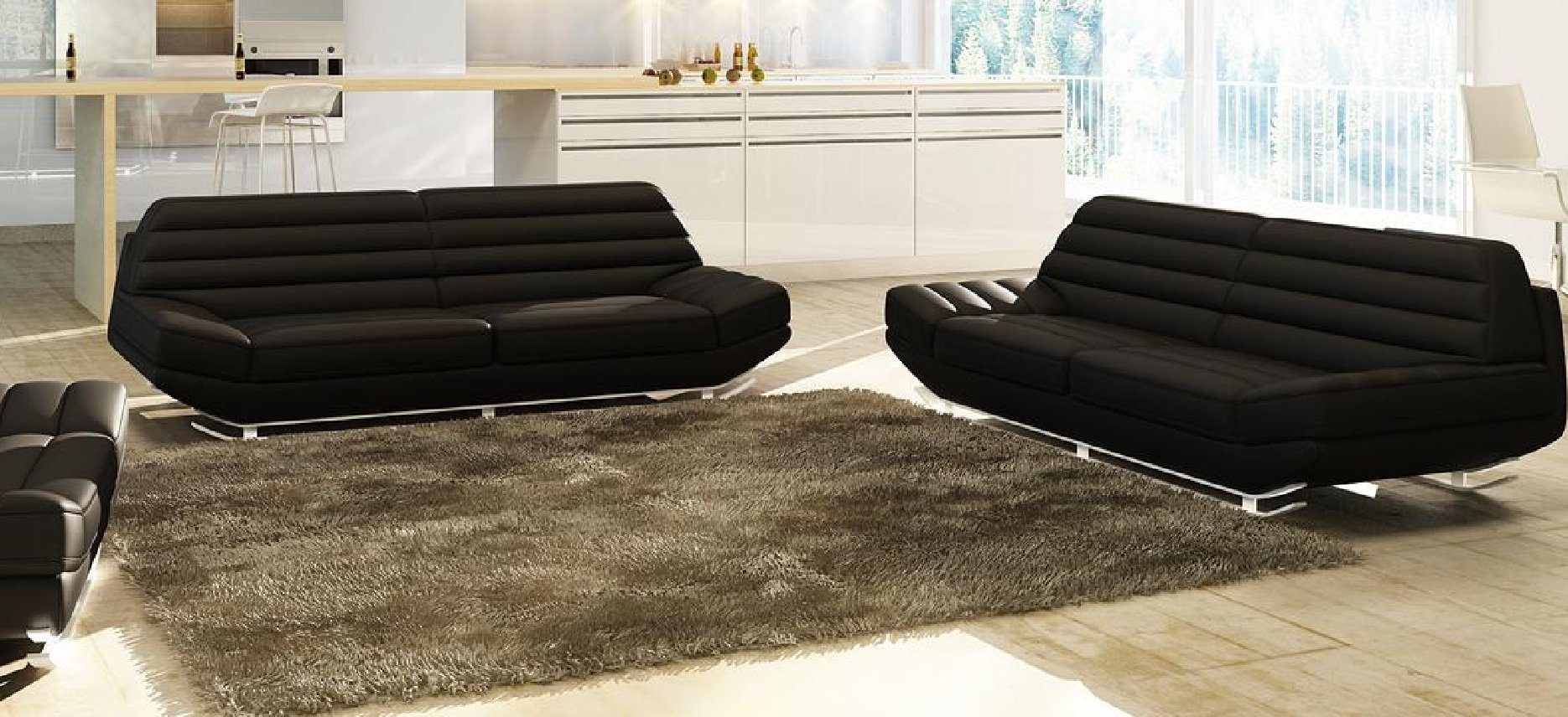 JVmoebel Sofa Sofagarnitur Design Couch 3+2 Set Polster Leder Sofa Wohnzimmer, Made in Europe