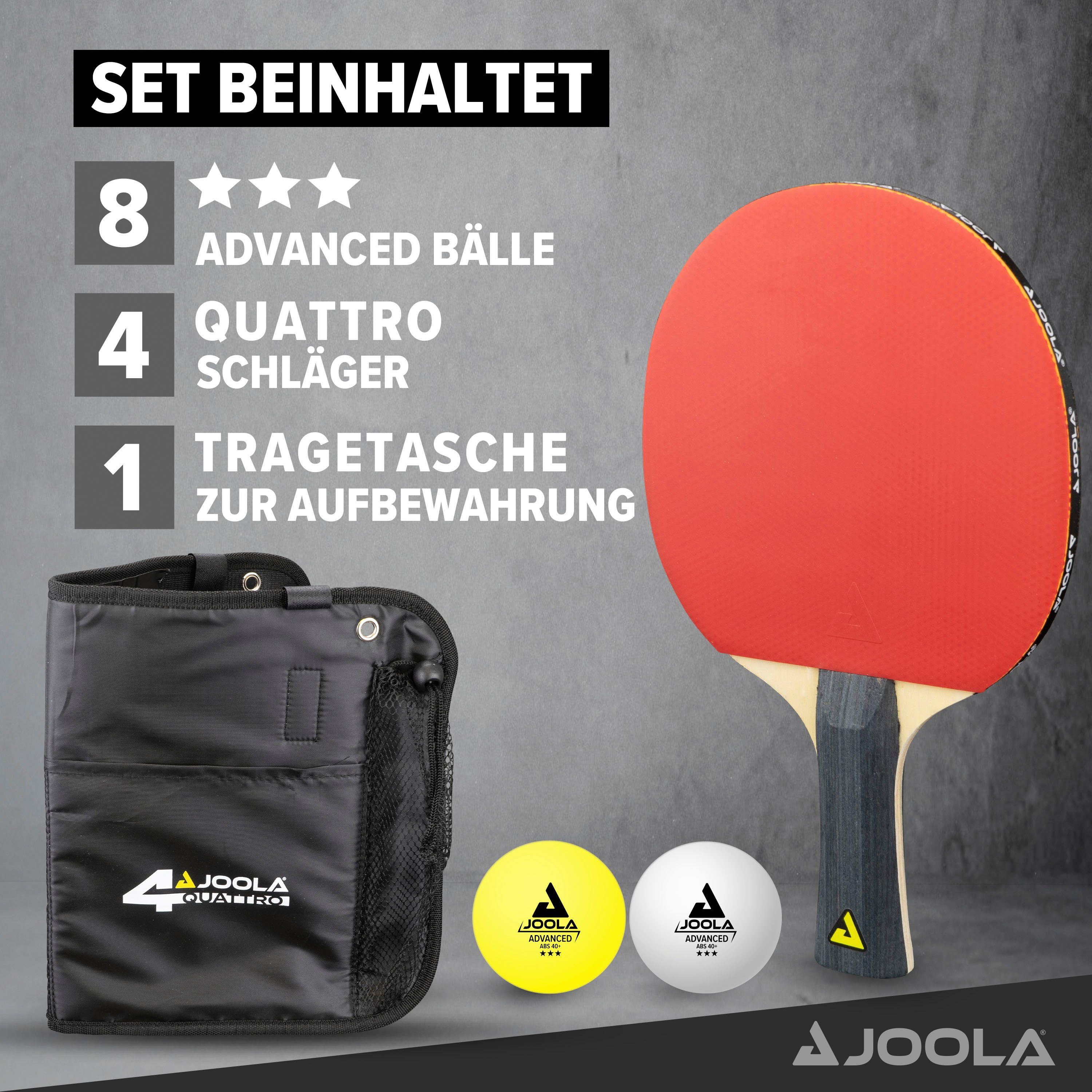 SPORTNOW Tischtennis Set Mit 4 Schlägern & 8 Bällen - Komplettset Mit Tragetasche