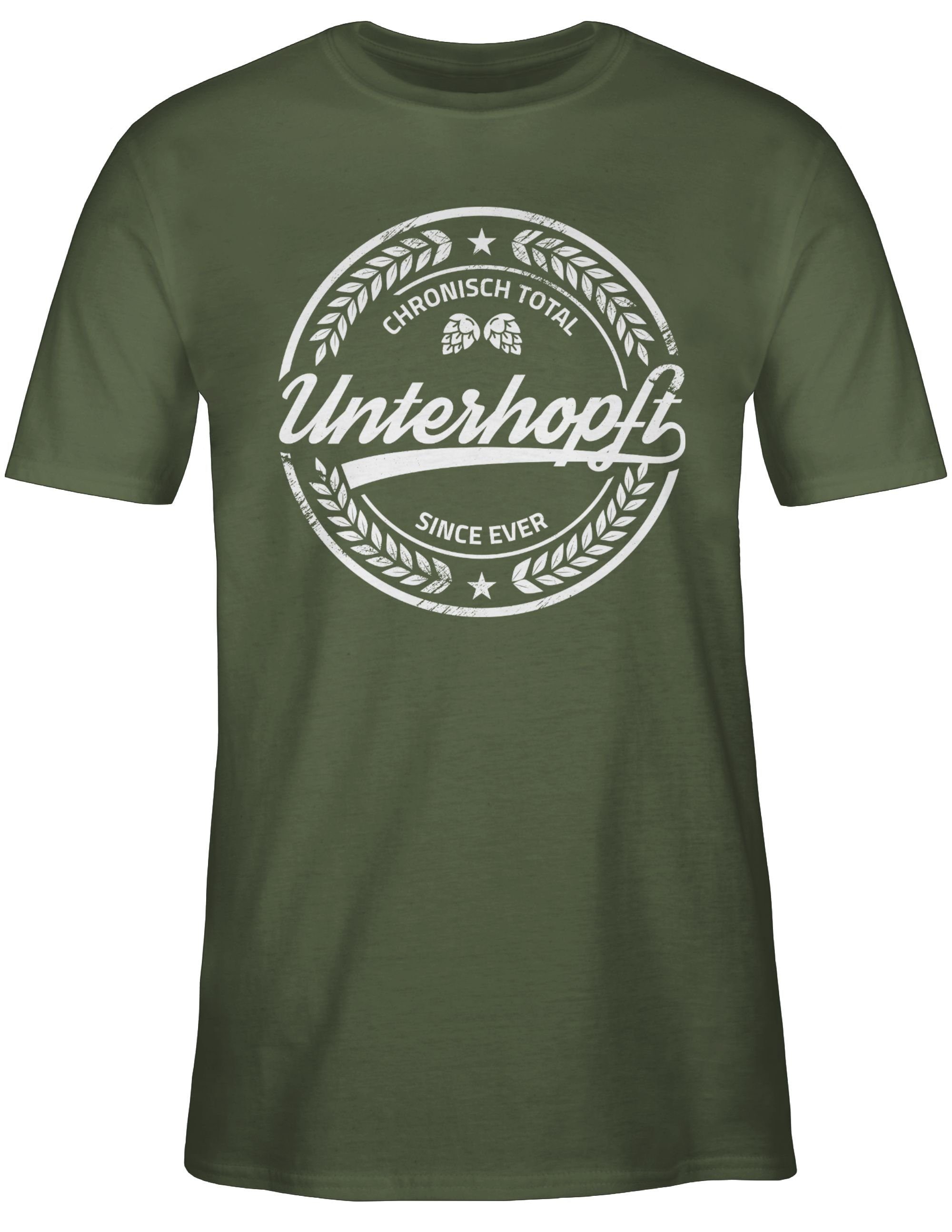 Oktoberfest Bier Geschenk Grün Bierliebhaber Shirtracer Army Chronisch 3 Herren Mode T-Shirt für Unterhopft