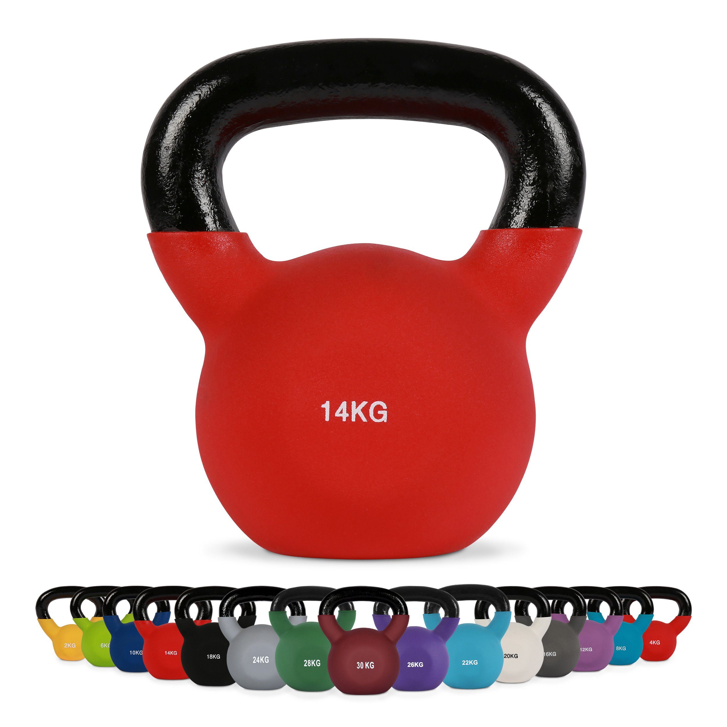 – Kettlebell Rot Kettlebell 14 MSports® Professional kg 30 2 Übungsposter inkl. - Kg Neopren