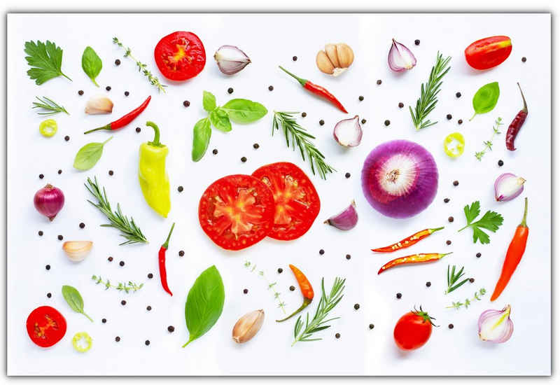 Victor (Zenith) Acrylglasbild Acrylglasbild \"Gemüse mit weißem Hintergrund\" - Größe: 80 x 120, Lebensmittel, in 80x120cm, Glasbilder Küche, Wanddeko, Küchenbild