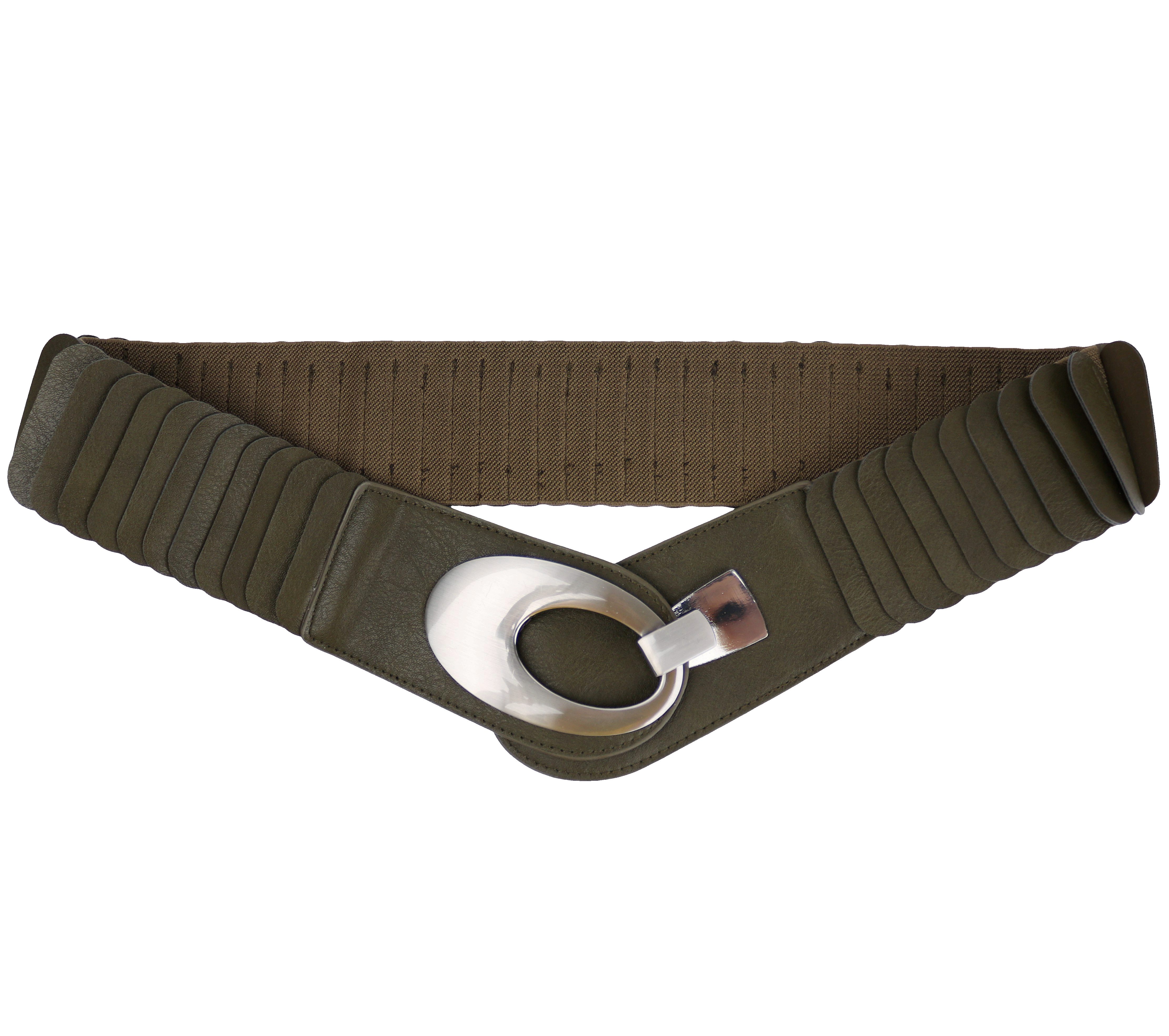 MIRROSI Taillengürtel Leo Unifarbe breit 6cm für Taillenumfang 85 bis 110cm, ONESIZE (Angenehmes Tragesgefühl, Leopard Muster, Unifarben) Breiter Stretch Gürtel