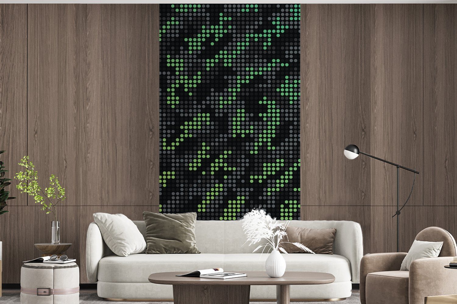 (2 für Matt, und St), Küche, grauen Fototapete Punkten, aus Camouflage-Muster Fototapete Schlafzimmer MuchoWow grünen bedruckt, Wohnzimmer Vliestapete