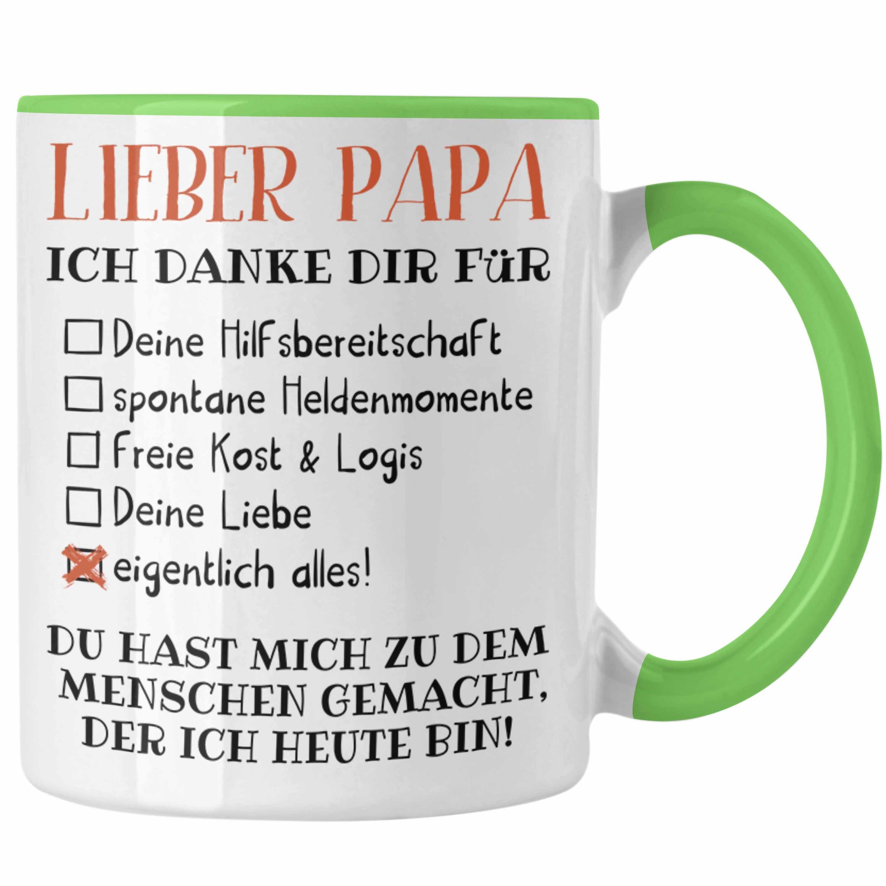 Trendation Tasse Trendation - Bester Papa Geschenk Vatertag Tasse mit Spruch Vater Geschenk von Tochter Sohn Grün | Teetassen