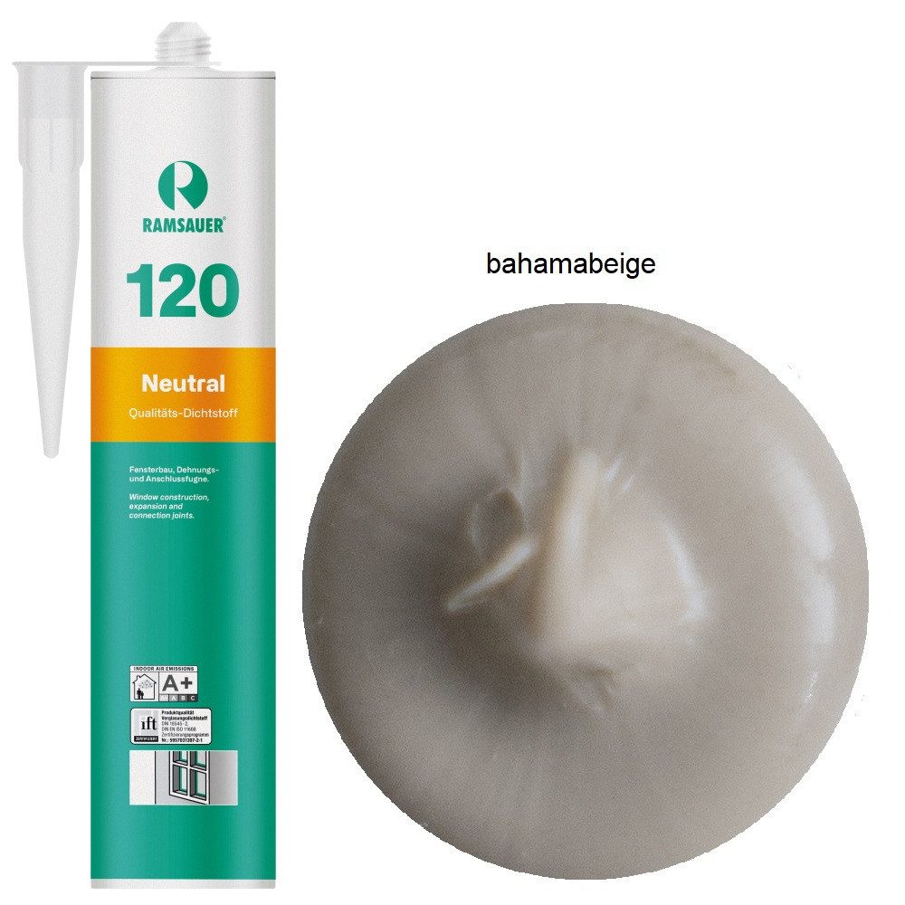 Ramsauer Dichtstoff Ramsauer 120 Neutral Silikon Dichtstoff 310ml Kartusche, gebrauchsfertig, UV- und witterungsbeständig, anstrichverträglich