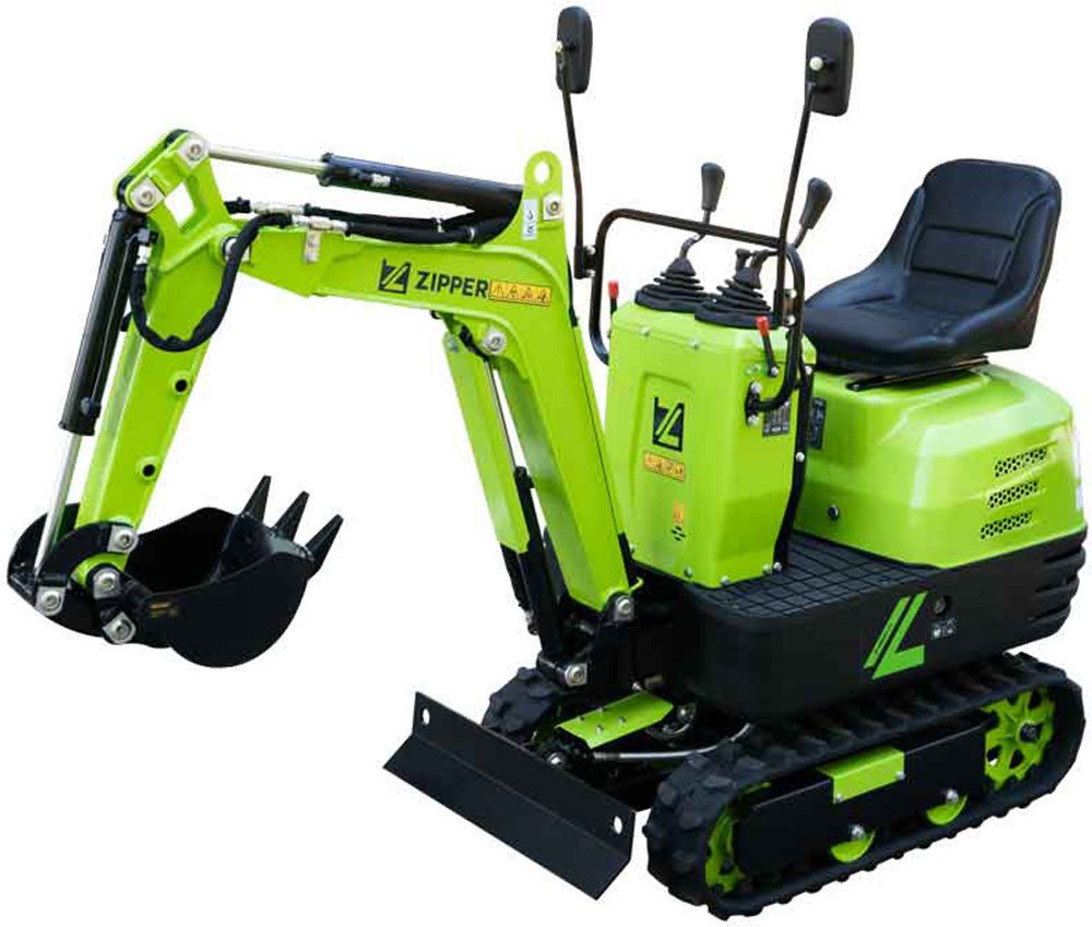 ZIPPER Minibagger, 6,3 kW Benzinmotor mit Elektrostarter