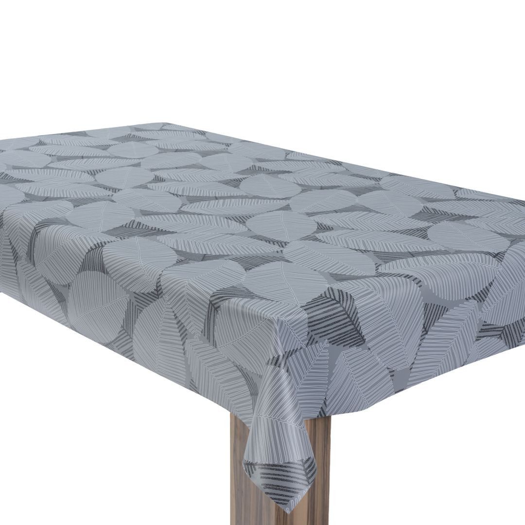 laro Tischdecke Wachstuchtischdecke Blätter Modern Grau PVC Eckig