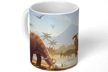 MuchoWow Tasse Dinosaurier - Landschaft - Tropisch - Kinder - Jungen, Keramik, Kaffeetassen, Teetasse, Becher, Teetasse, Geschenk