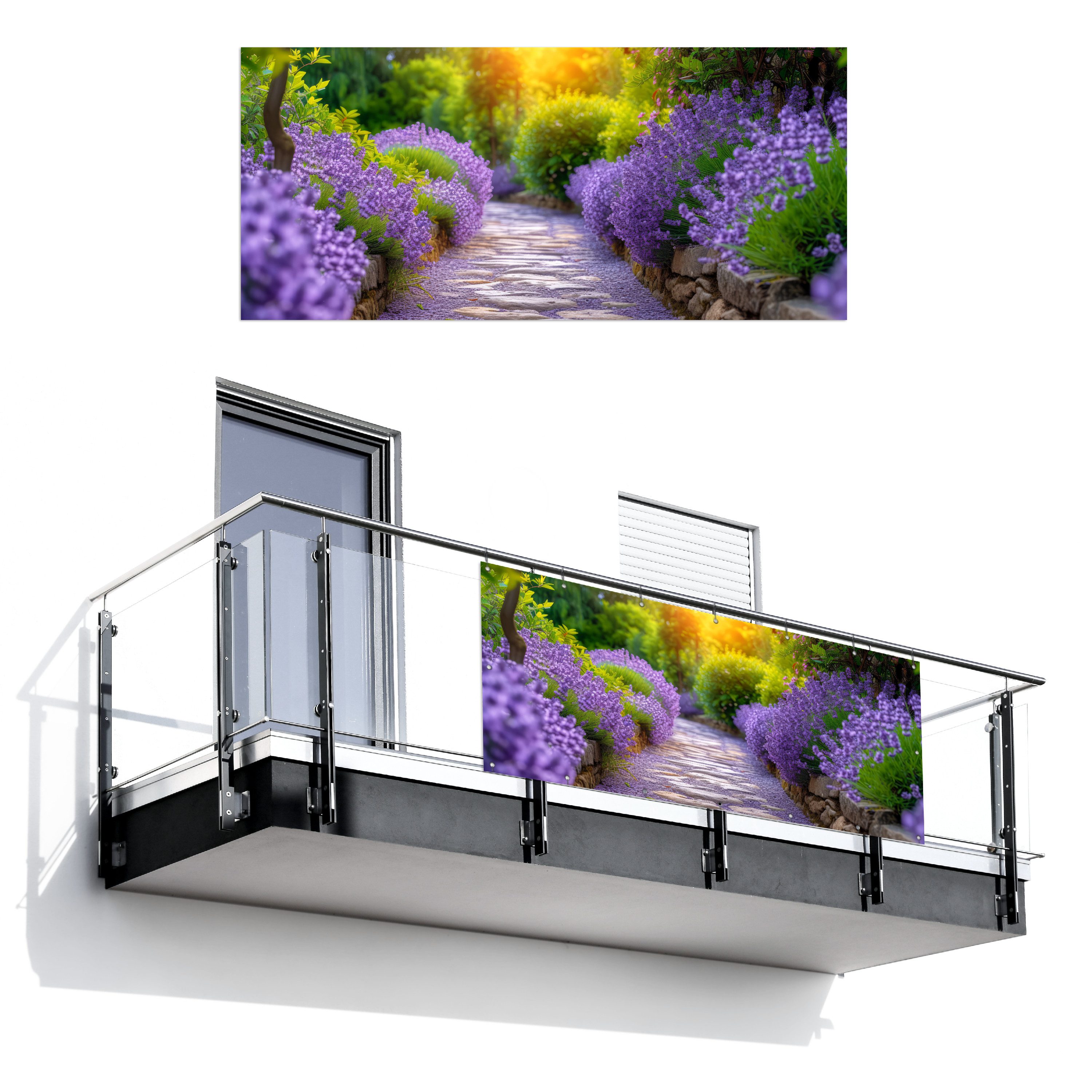 MuchoWow Balkonsichtschutz Blumen - Weg - günstig online kaufen