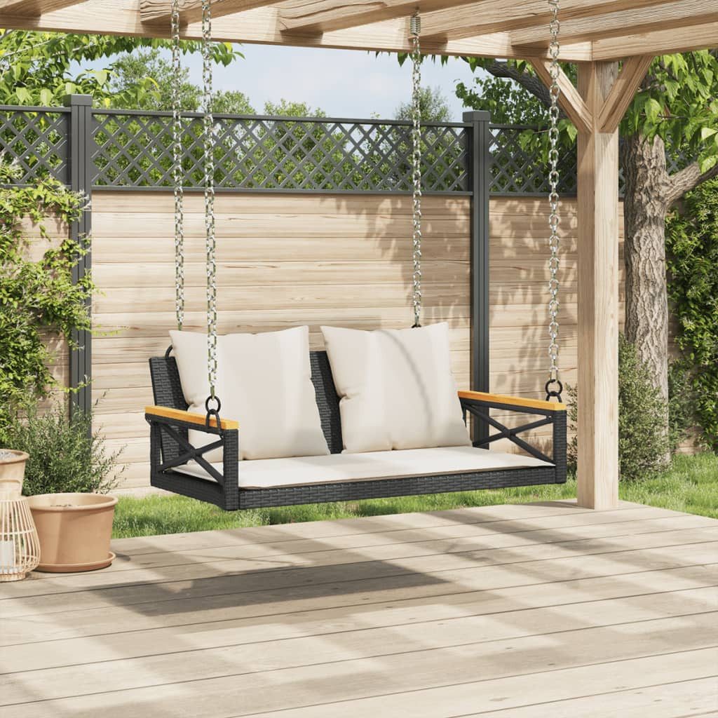 vidaXL Gartenbank Hängebank mit Kissen Schwarz günstig online kaufen