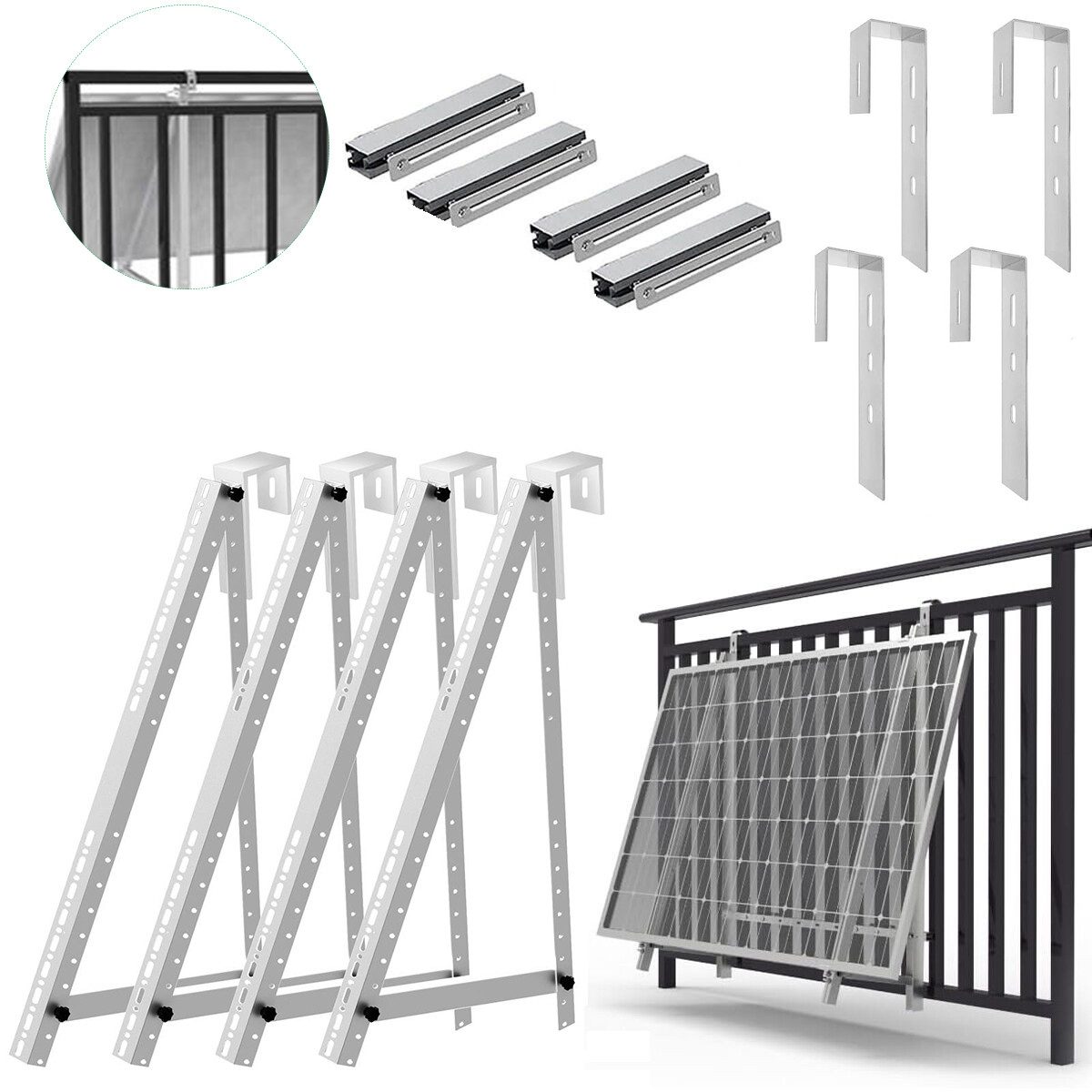 GLIESE Balkonkraftwerk 114cm Solarmodul Halterung mit haken, (Halterung, Eckhaken, Montagezubehör), ohne Bohren oder Beschädigungen.
