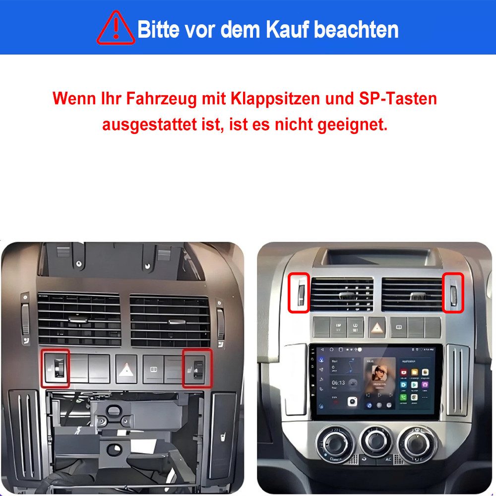 ESSGOO Für VW Polo 9N 2001-2009 CarPlay Android 15 Navi RDS Autoradio (RDS, Digitalradio (DAB), FM, AM, Carplay Android Auto Bluetooth EQ USB Navi WIFI)