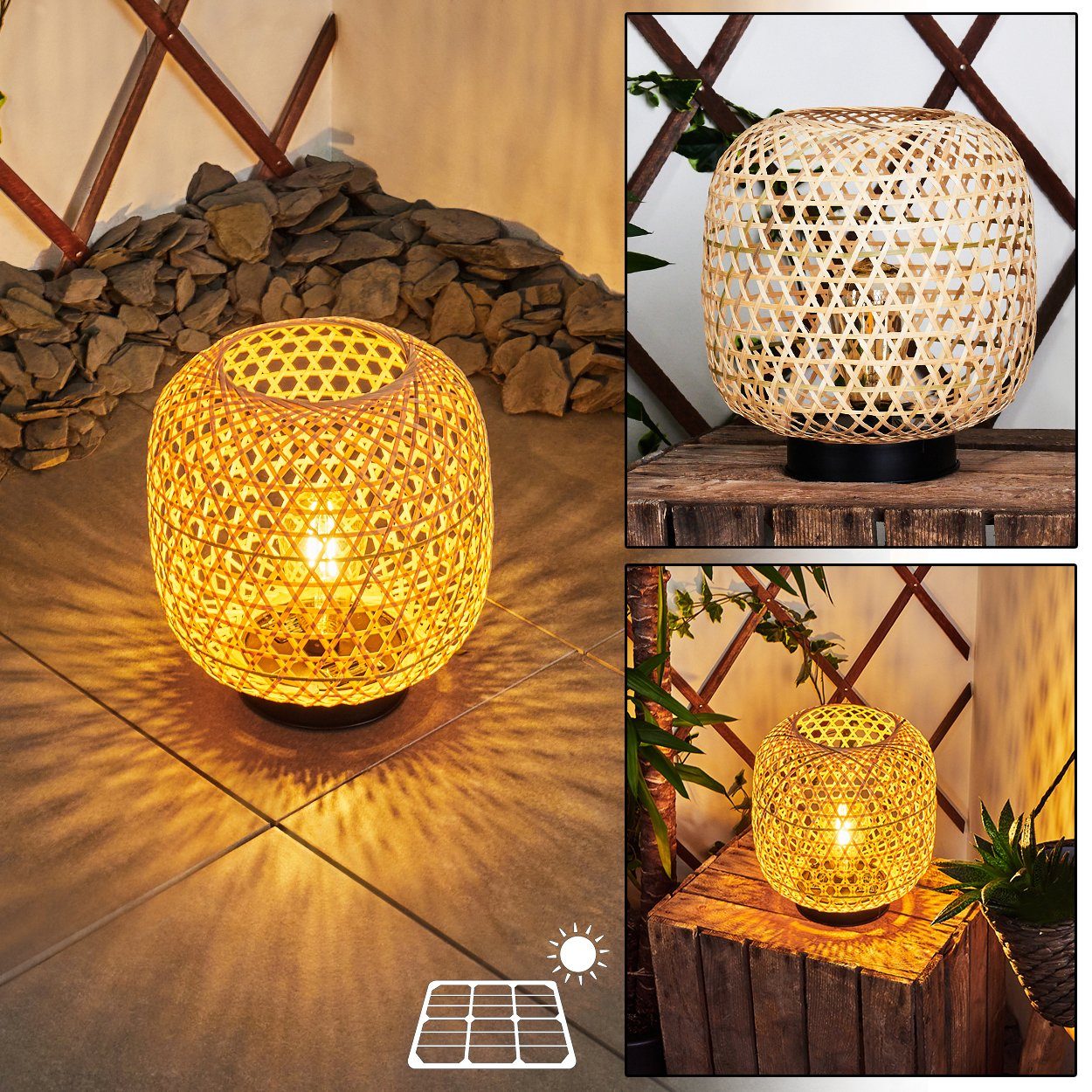 Beleuchtung Lampen Garten Terrassen Solarleuchte Leuchten Bambus hofstein Außen LED Solar LED