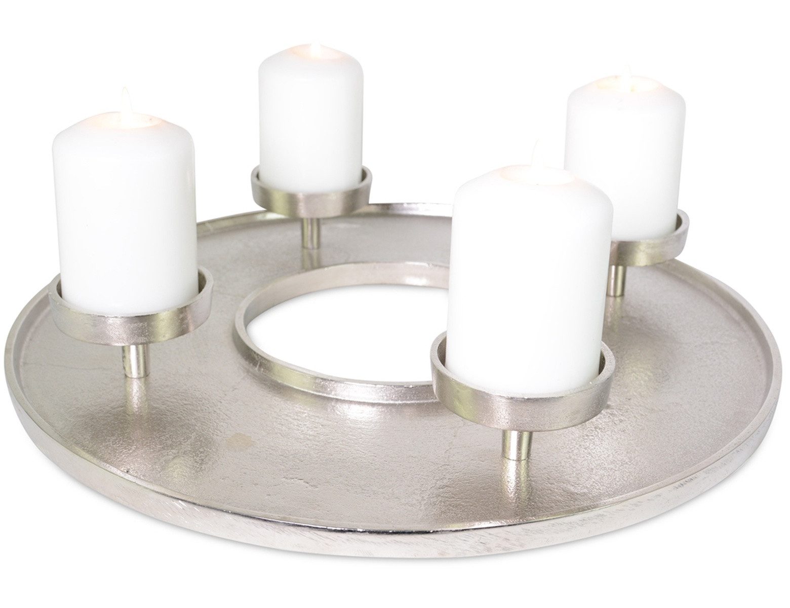 RIFFELMACHER & WEINBERGER Adventsleuchter Adventskranz Kranzschale Ø 41 cm, Metall Silber