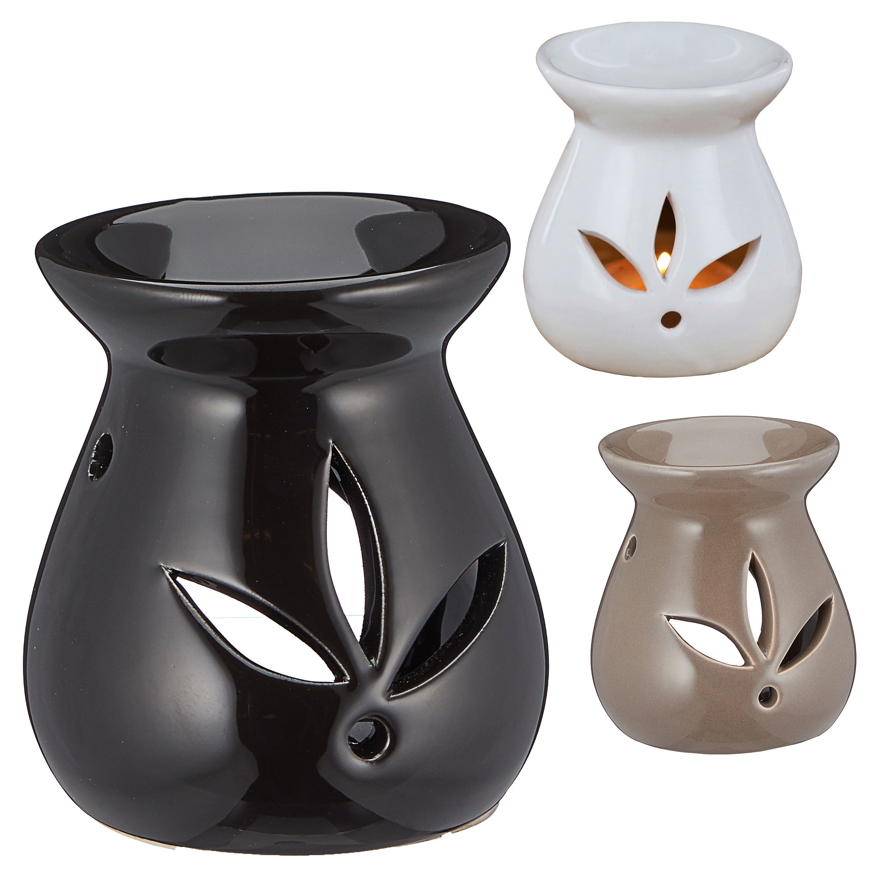 CEPEWA Duftlampe Duftlampe 3er Keramik weiß schwarz braun Raumduft Set Aromalampe