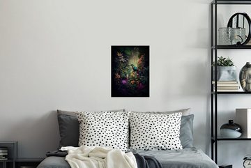 MuchoWow Wandsticker Blumen - Vogel - Dschungel - Pflanzen (1 St), Wandaufkleber, Wandtattoo, Selbstklebend, Wohnzimmer, Schlafzimmer