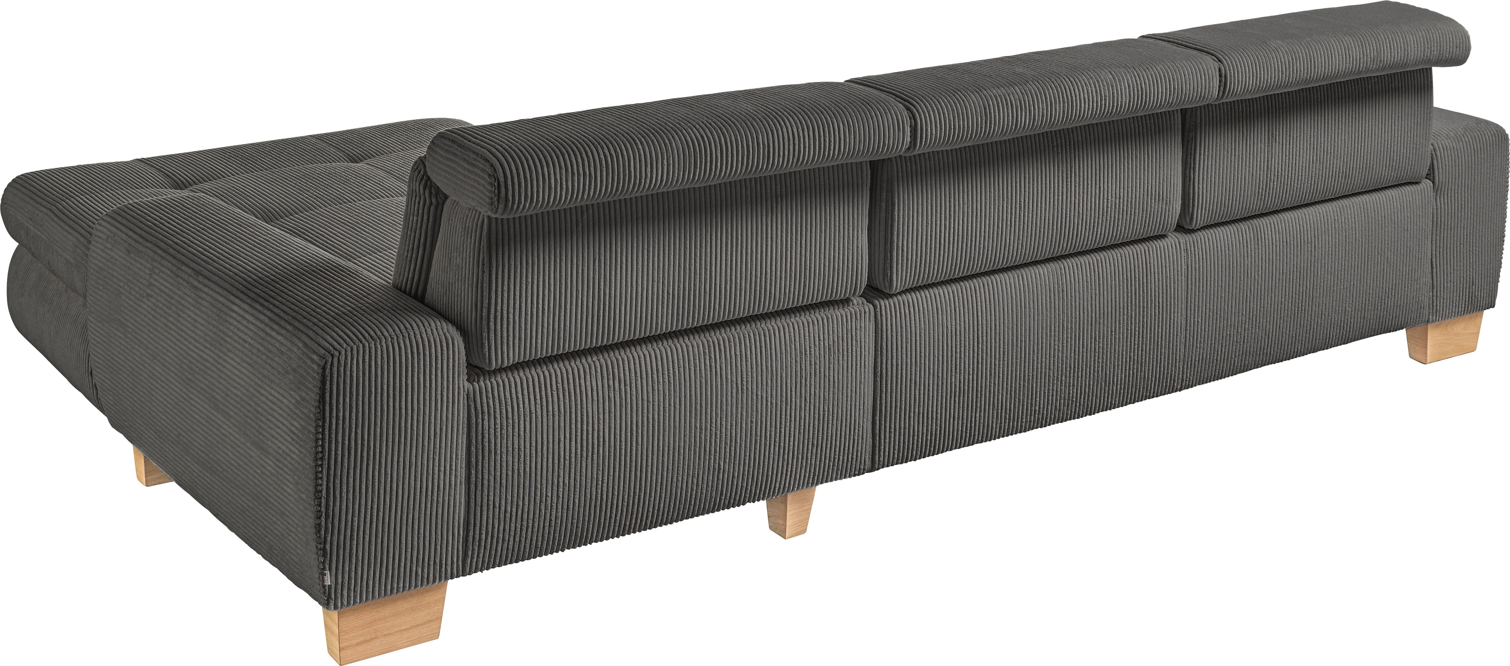 set one by Musterring Ecksofa SO 3400 Sitzhöhe 47cm oder 49cm, Sitztiefe verstellbar, B/T: 307/195cm, whlw. mit Funktion, Kaltschaum, in Cord, anthrazit, Sitzhöhe 47