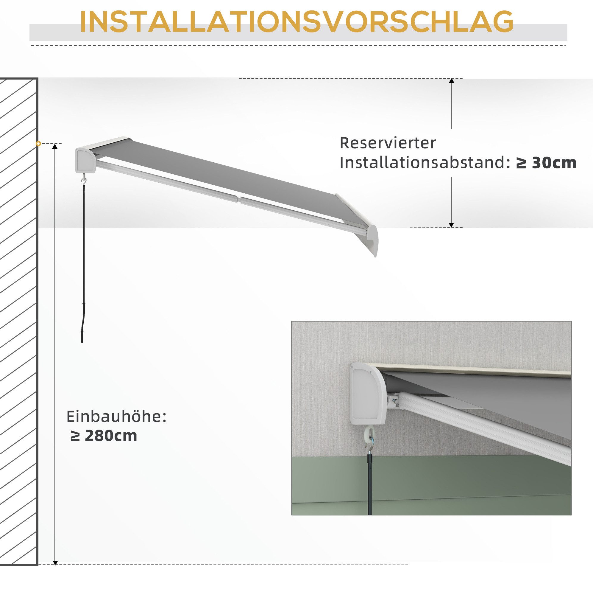 REDOM Gelenkarmmarkise 295x250 cm elektrisch, Balkonmarkise aus Aluminium Sonnenschutz (Packung, 1-St., Aluminium Gelenkarm Markise 3m für Terrasse, wetterfester Sonnenschutz) Flexibel bedienbar per Fernsteuerung oder Kurbel für Außenbereich
