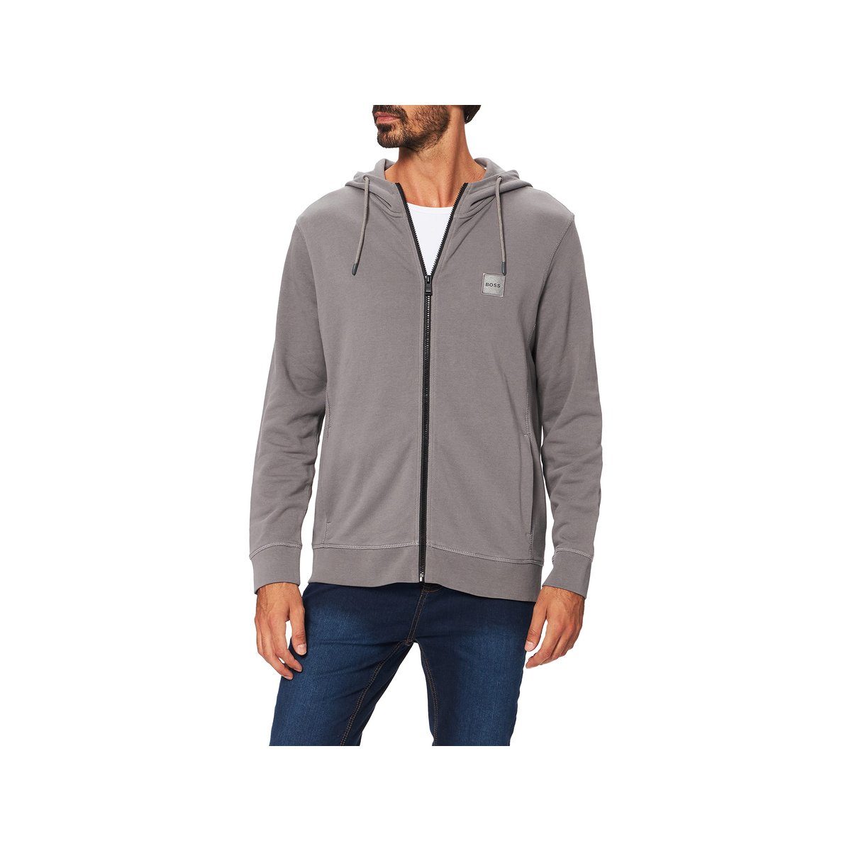 HUGO Sweatjacke grau regular (1-tlg)