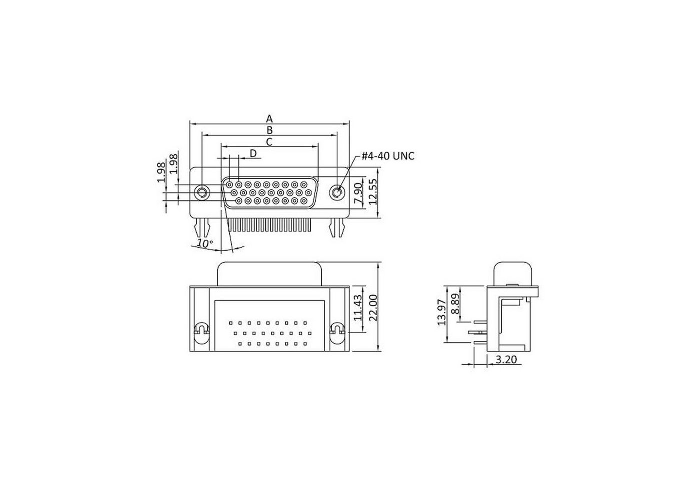 Thumbnail - econ Connect Rundstecker ECON CONNECT D-Sub Buchsenleiste BU15HDW/G, 90°, 15-polig