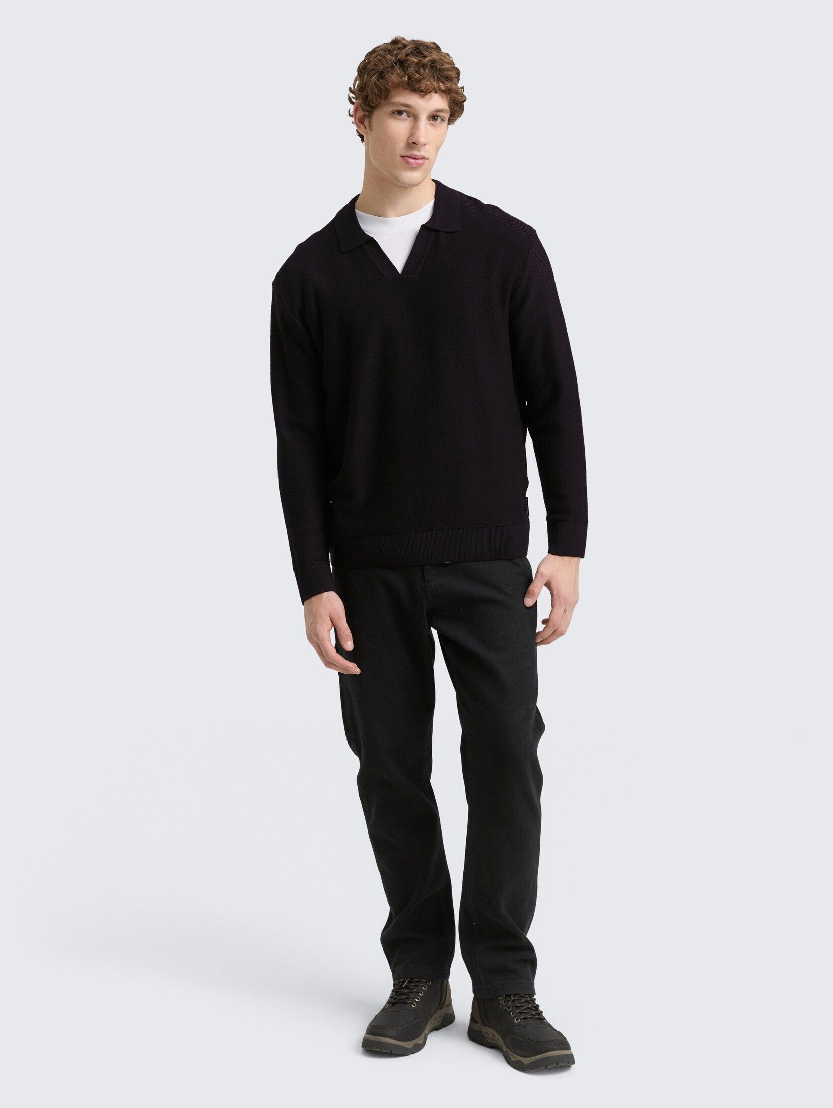 TOM TAILOR Denim Strickpullover Pullover & Strickjacken Relaxed Fit Strick-Poloshirt