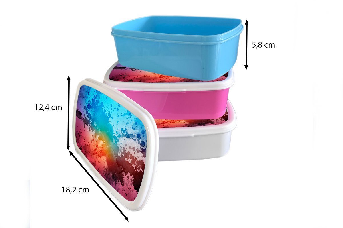MuchoWow Lunchbox Aquarell Mädchen, Brotbox Rot - Kunststoff, Orange, - - Erwachsene, (2-tlg), für Kunststoff Snackbox, Brotdose Blau Kinder, rosa