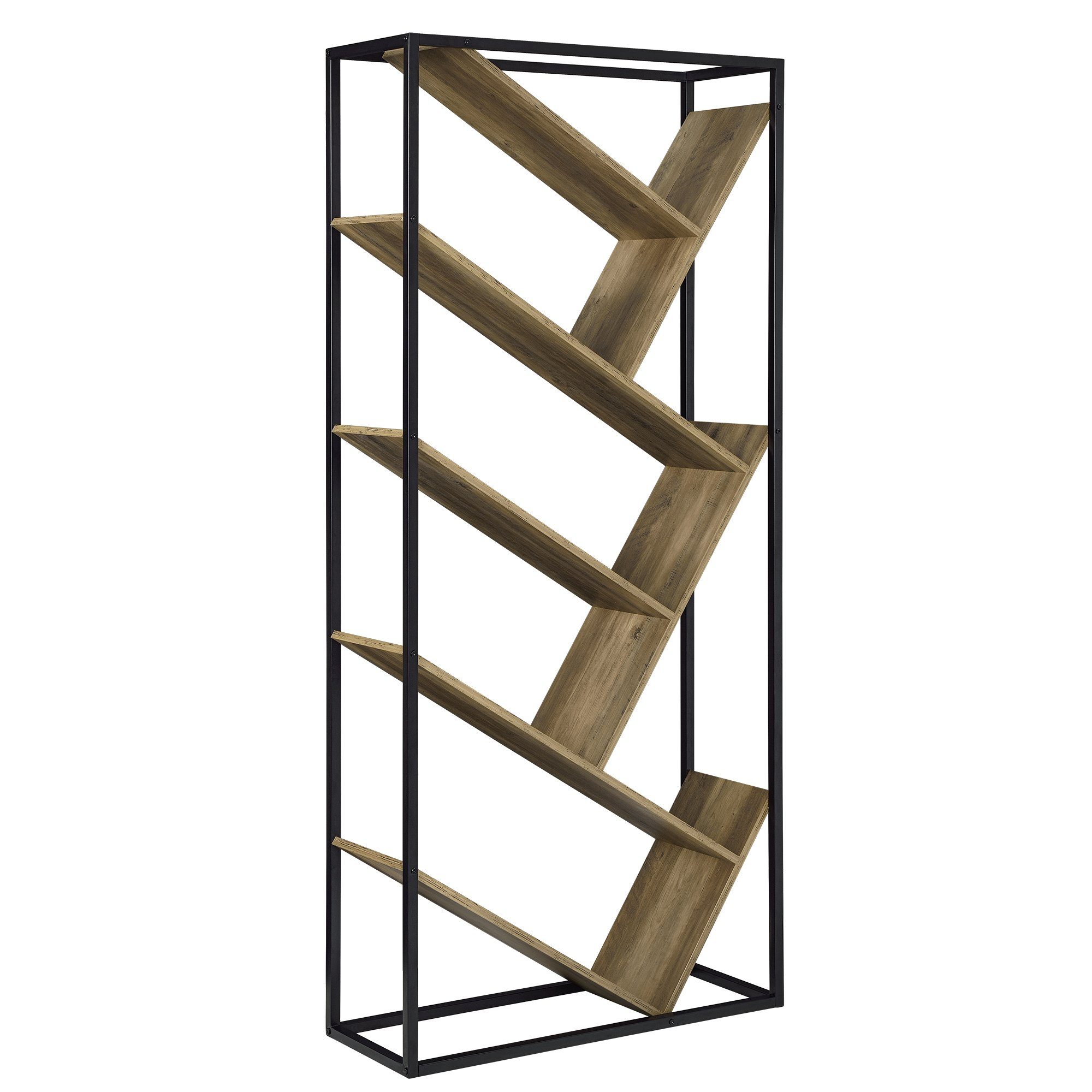 en.casa Bücherregal, »Bookly« Raumteiler 180x80x30cm Holz-Optik mit Stahlrahmen