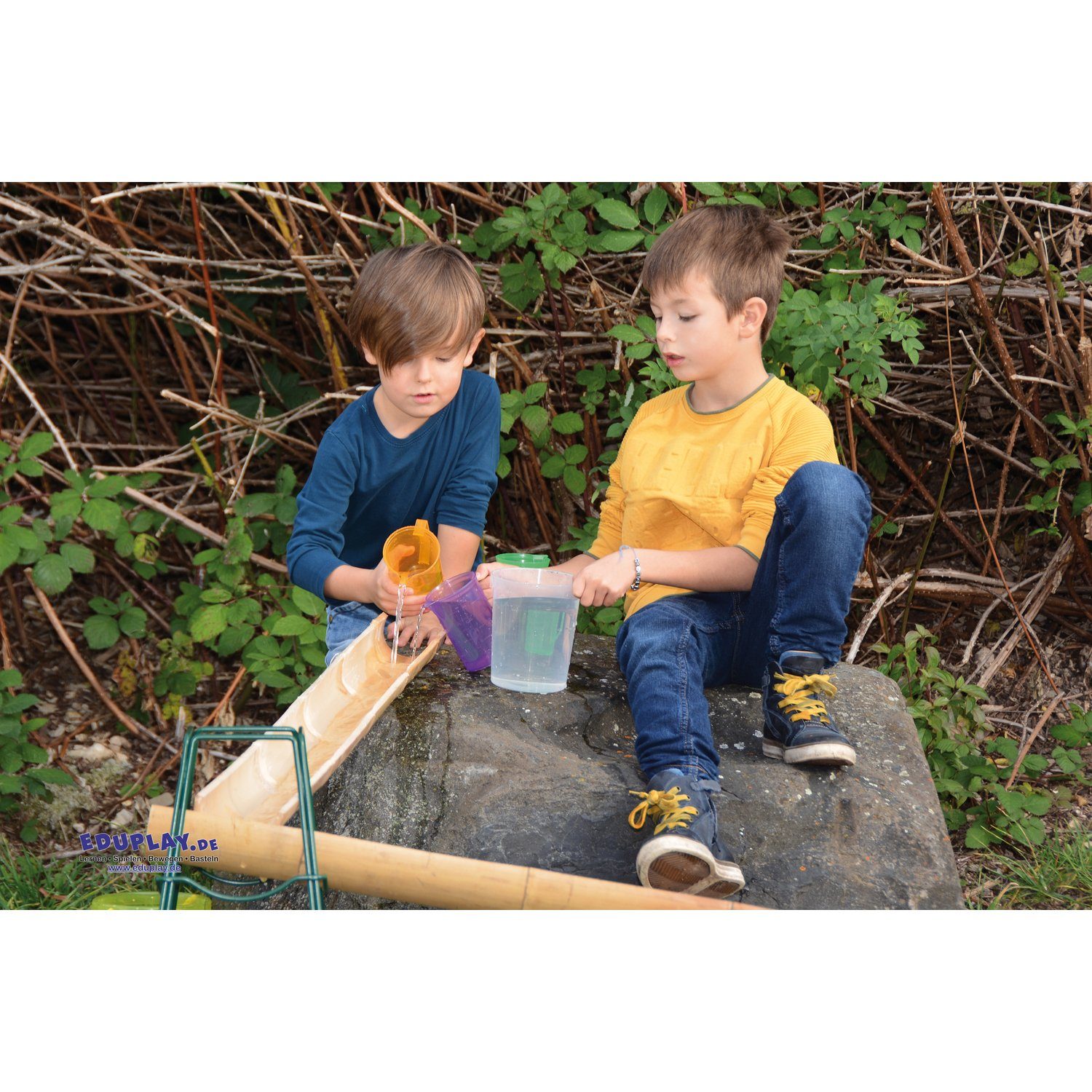 EDUPLAY Badespielzeug Bambus Rinnen 4er Set