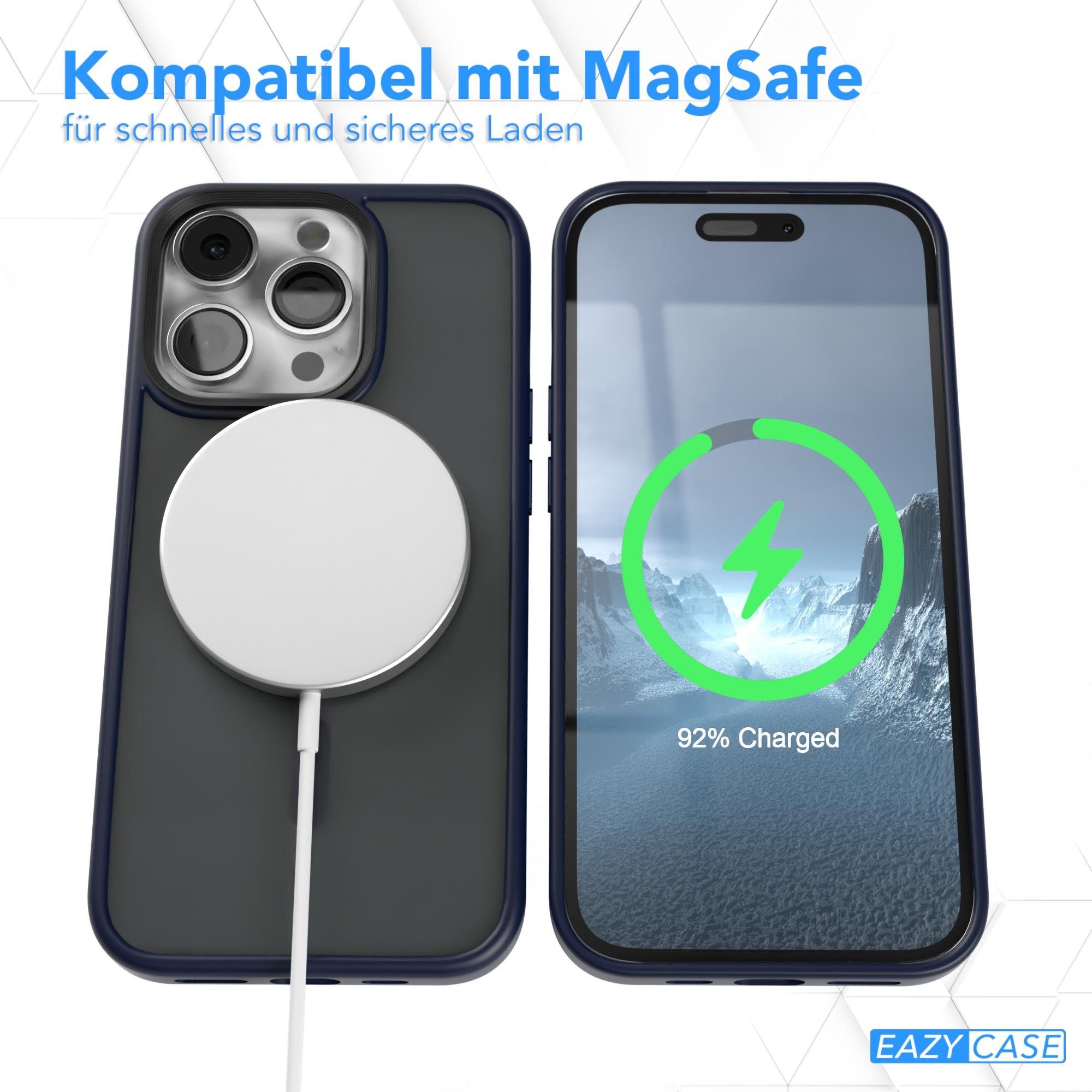 EAZY CASE Handyhülle Outdoor Case MagSafe für Apple iPhone 14 Pro, Handyhülle stoßfest Silikon Case Etui Outdoorcase kratzfest Dunkelblau