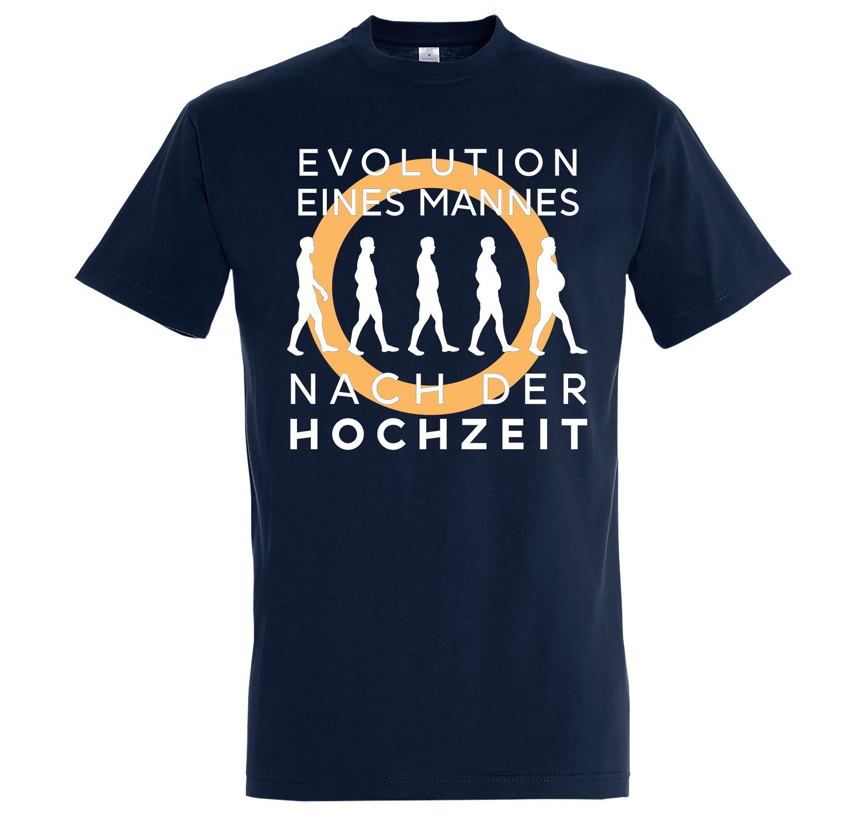 trendigem Hochzeit Navyblau Youth Frontprint T-Shirt mit Herren der Evolution Shirt nach Designz
