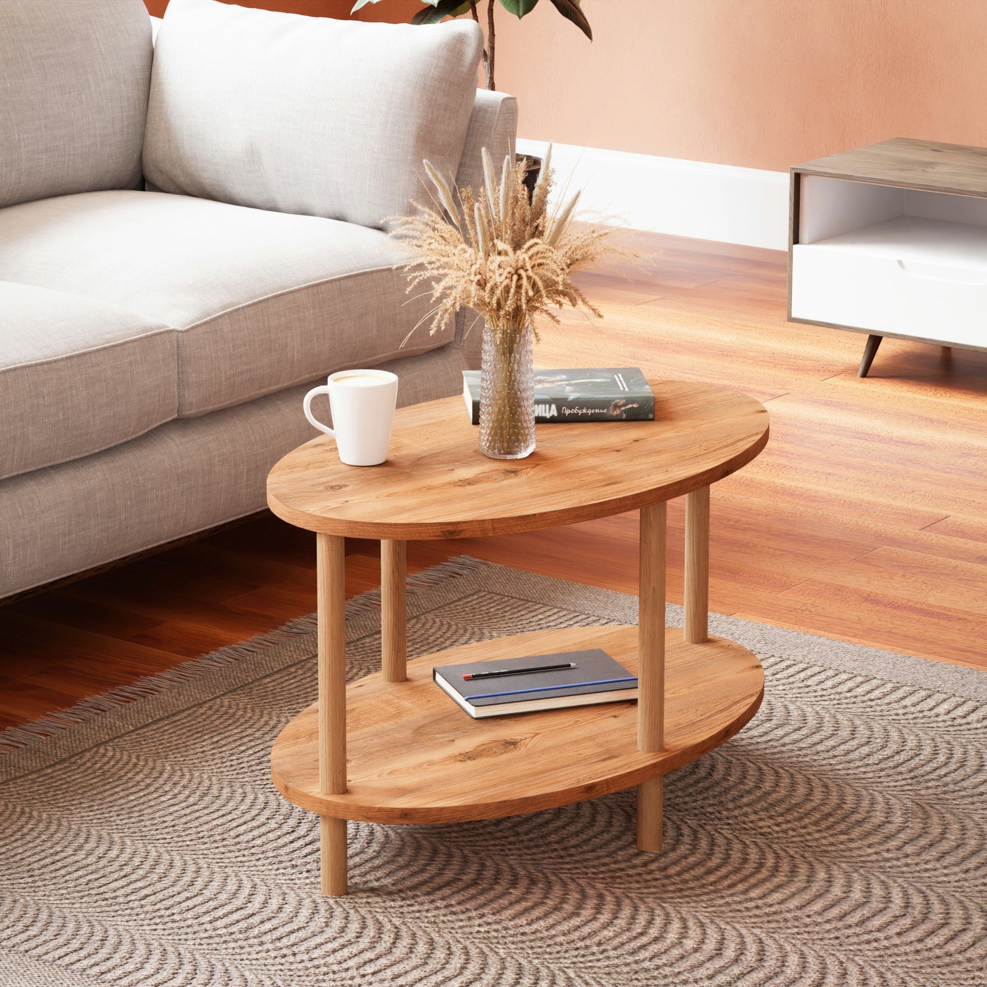 en.casa Couchtisch, »Højreby« oval Beine aus günstig online kaufen