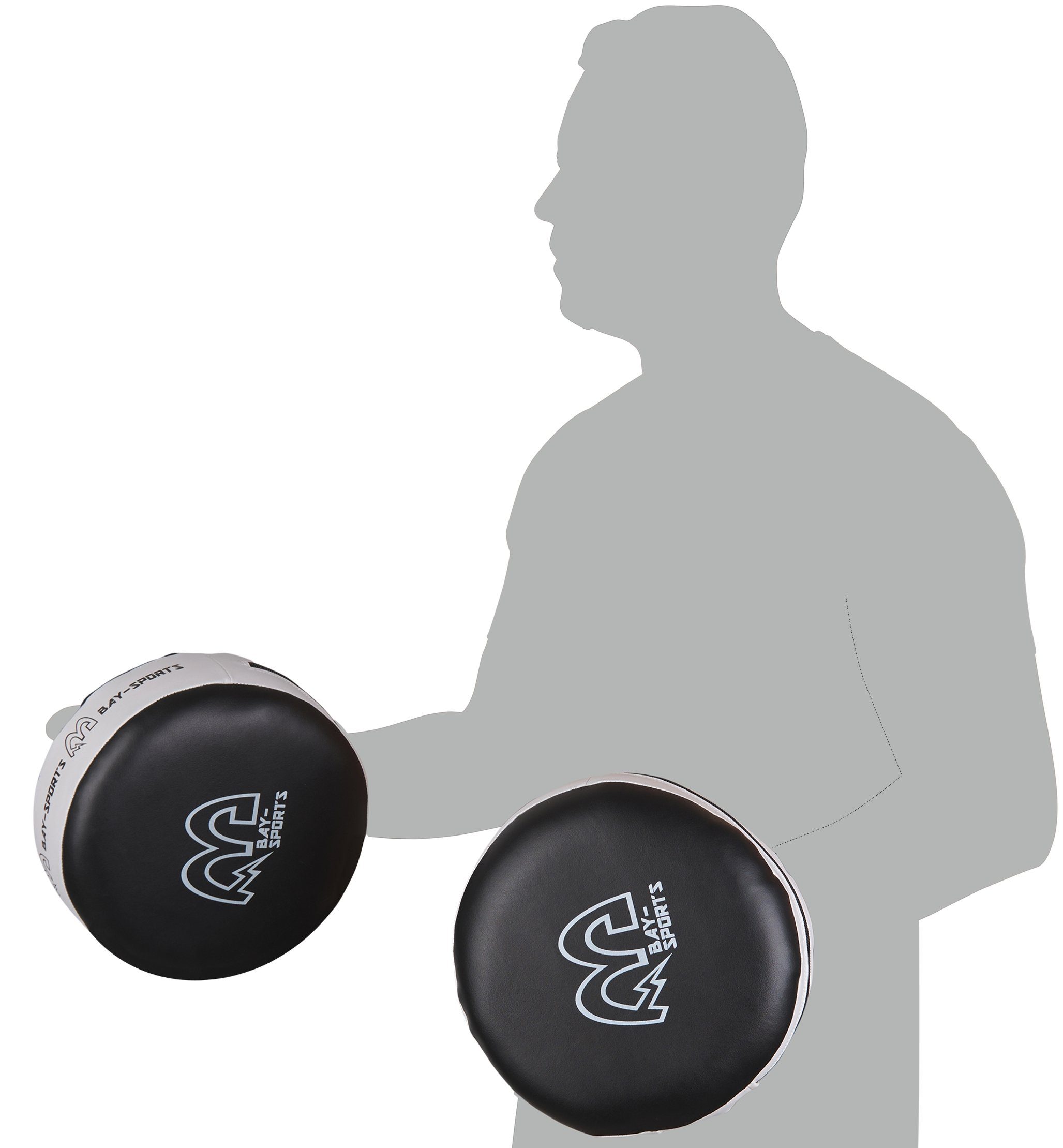 BAY-Sports Boxsack BMB Pratze Rund Tellerpratzen Schlagpolster Schlagkissen Kickboxen (1 Stück, Weich), Selbstverteidigung Thaiboxen Kampfsport Muay Thai Kinder Erwachsene