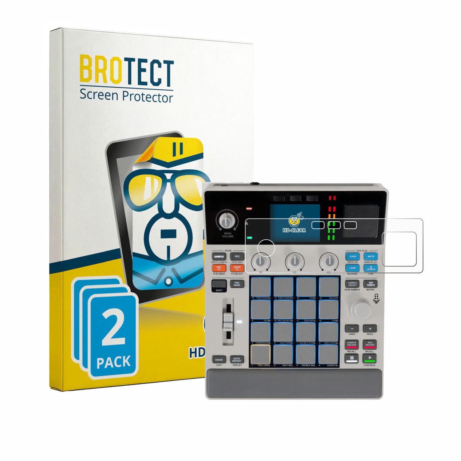 BROTECT Displayschutzfolie Schutzfolie für Akai MPC Sample, 2 Stück, Displayschutz Schutz Folie Klar Transparent