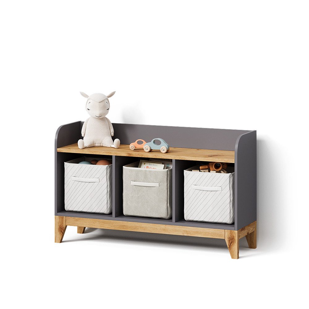 Livinity® Sitzbank Mailo, Grau/Artisan/Artisan, 107.2 x 63.8 cm XL mit 3 Schubladen (1-St)
