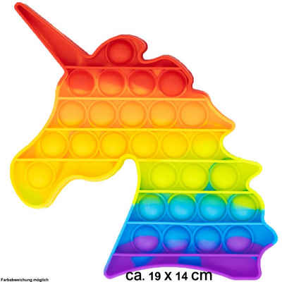 Rainbow Geschenkartikel Im- & Export GmbH Lernspielzeug Push it Pop Up Spielzeig Bubble Toy Einhorn Teil 19 x 14 cm