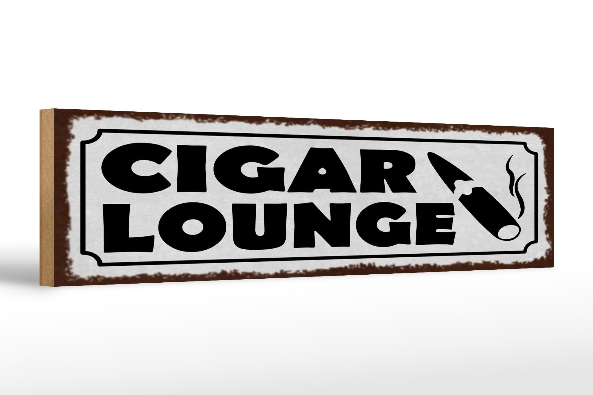 Holzbild Hinweis 46x10 cm Cigar Lounge weißes
