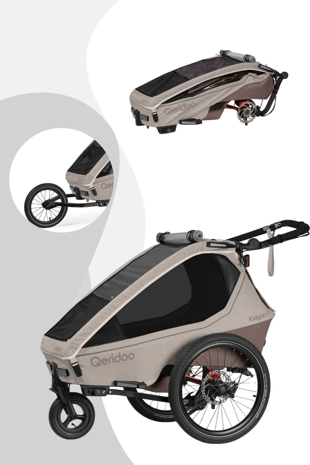 Qeridoo Fahrradkinderanhänger Kidgoo 1 Pro Gen 2 - Kinderfahrradanhänger für 1 Kind, Anhänger, Buggy und Jogger