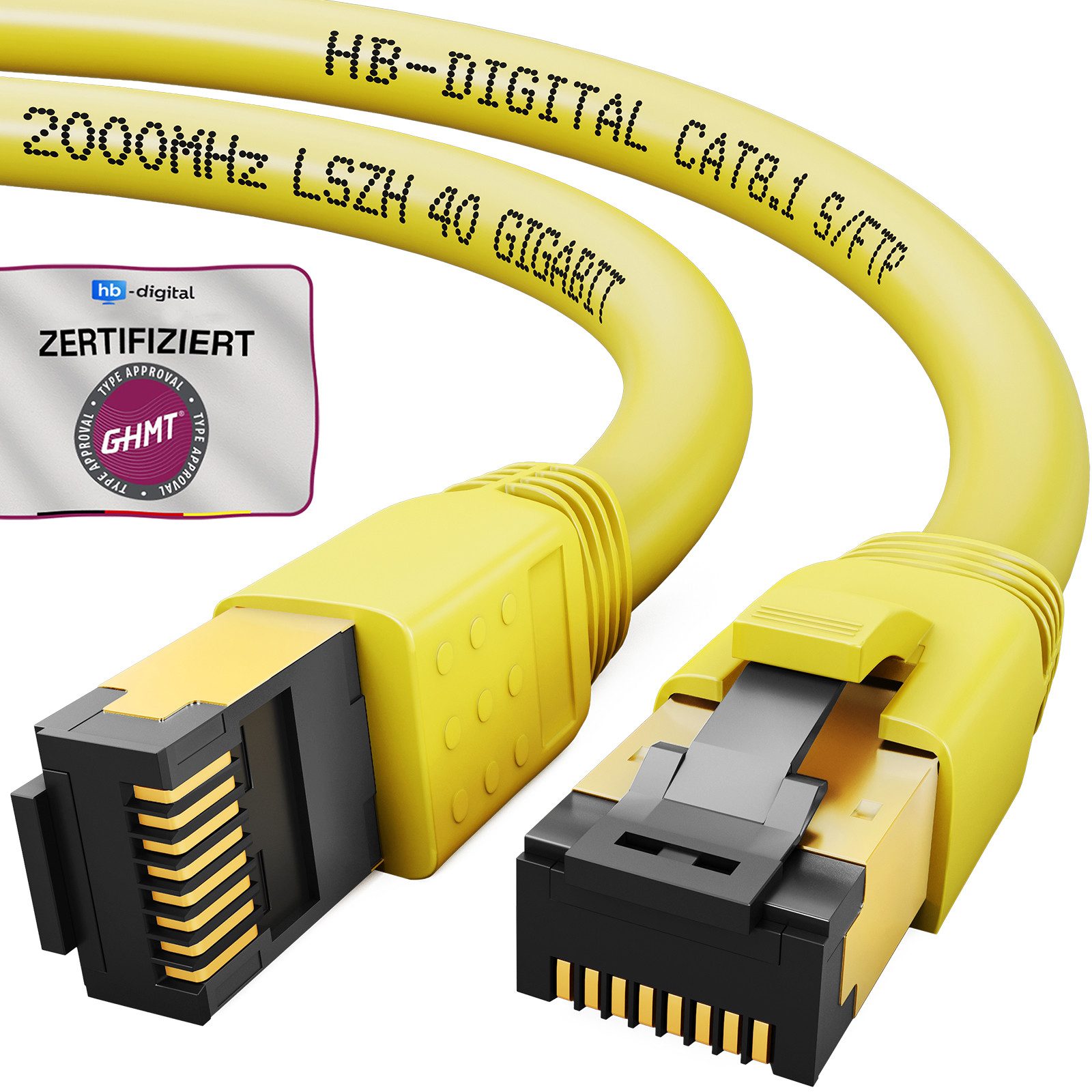 HB-DIGITAL Patchkabel CAT 8 LAN Kabel Netzwerkkabel CAT 8.1 RJ45 S/FTP LSZH Netzwerkkabel, (25 cm), Doppelte Abschirmung