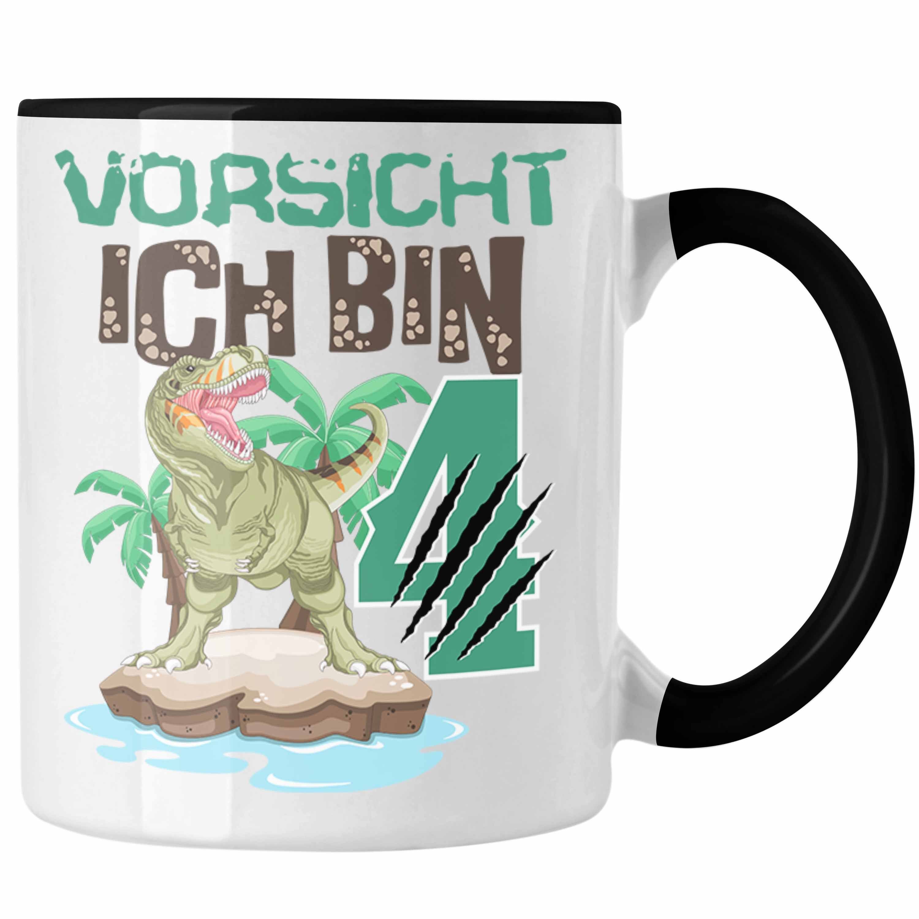 Geschenk Geschenkidee Tasse Schwarz Bin 4er Jungs 4 Ich Geburtstag Trendation Vorsicht Dinosaur
