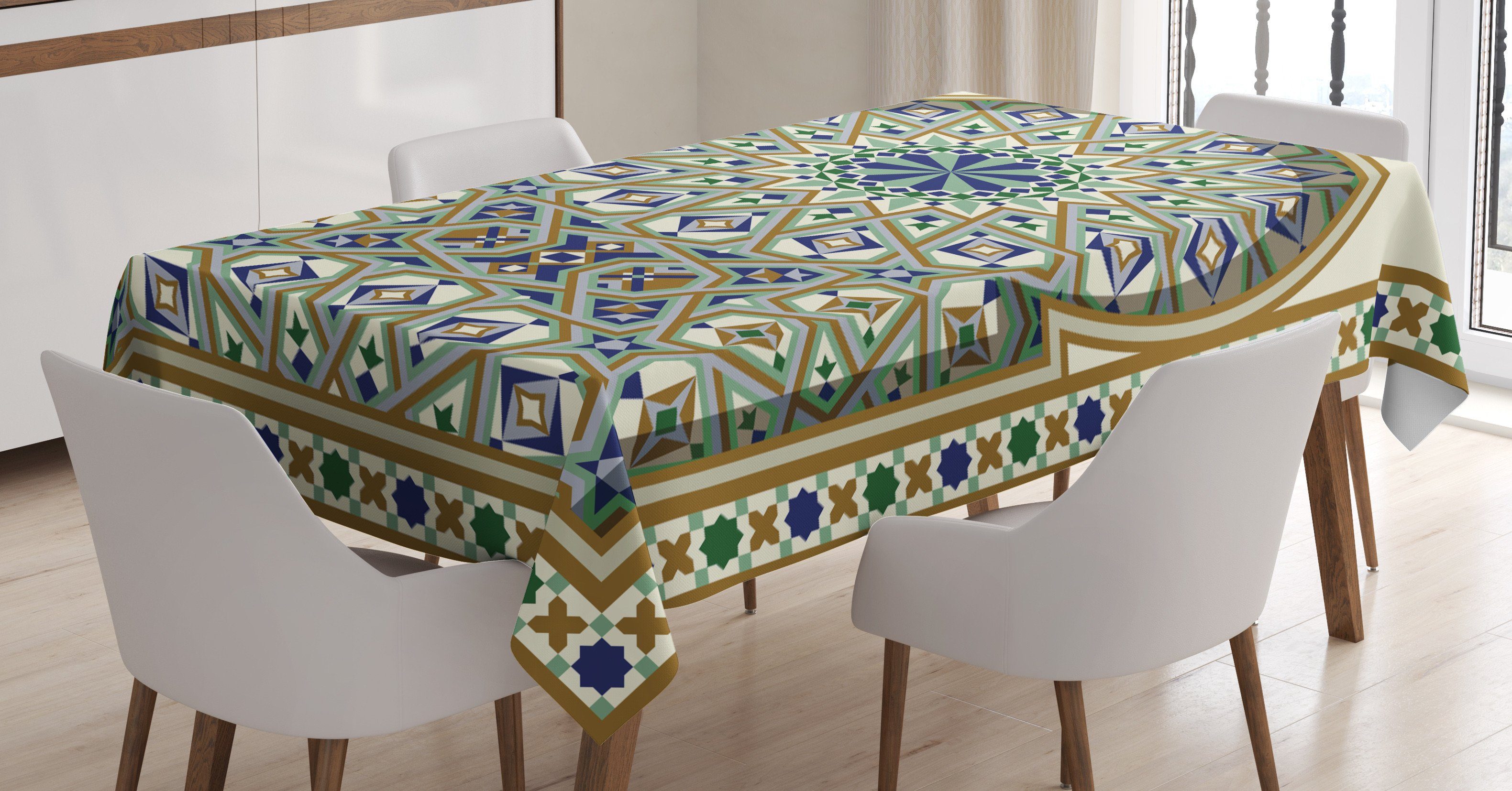 Tischdecke Abakuhaus Türkisch-Muster den Für Bogen Farbfest Bereich Waschbar Farben, Klare geeignet Außen