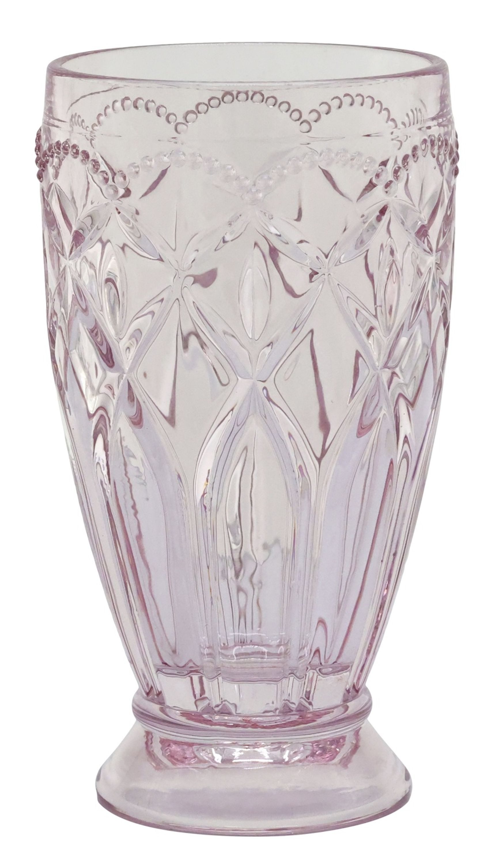 Chic Antique Glas Chic Antique - Wasserglas Trinkglas Glas 350ml Rosa mit Muster, Glas