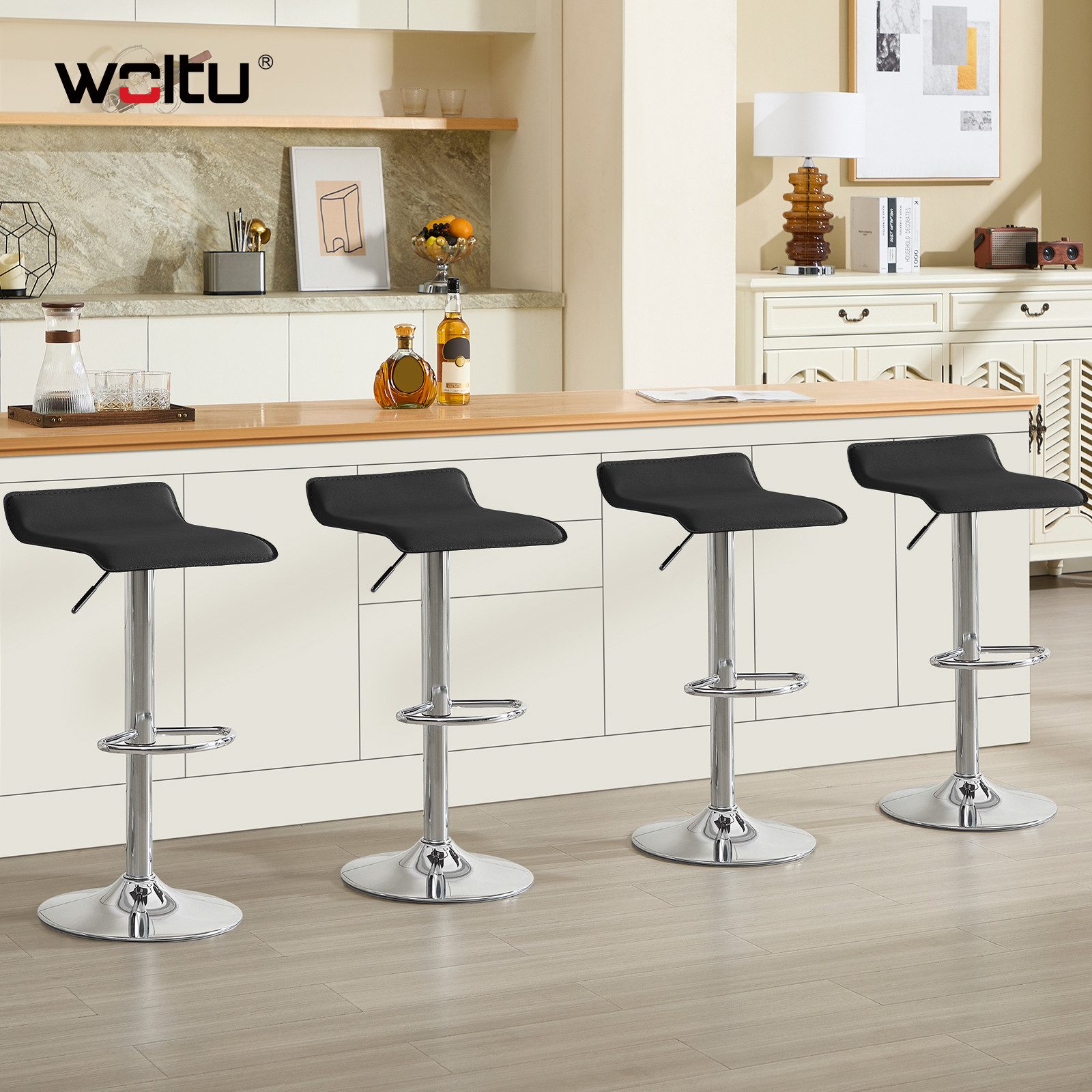 Woltu Barhocker (1 St), Design Hocker stufenlose Höhenverstellung Kunstlede günstig online kaufen