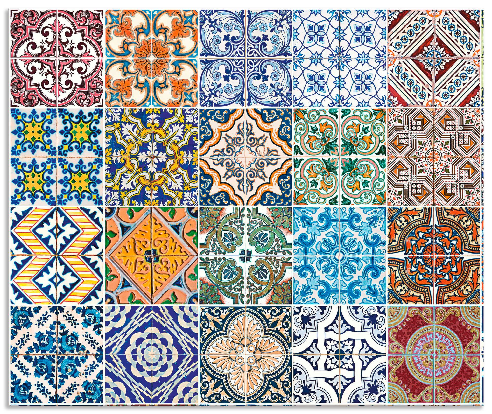 Artland Küchenrückwand "Gemusterte Keramikfliesen" Alu Spritzschutz mit Kle günstig online kaufen