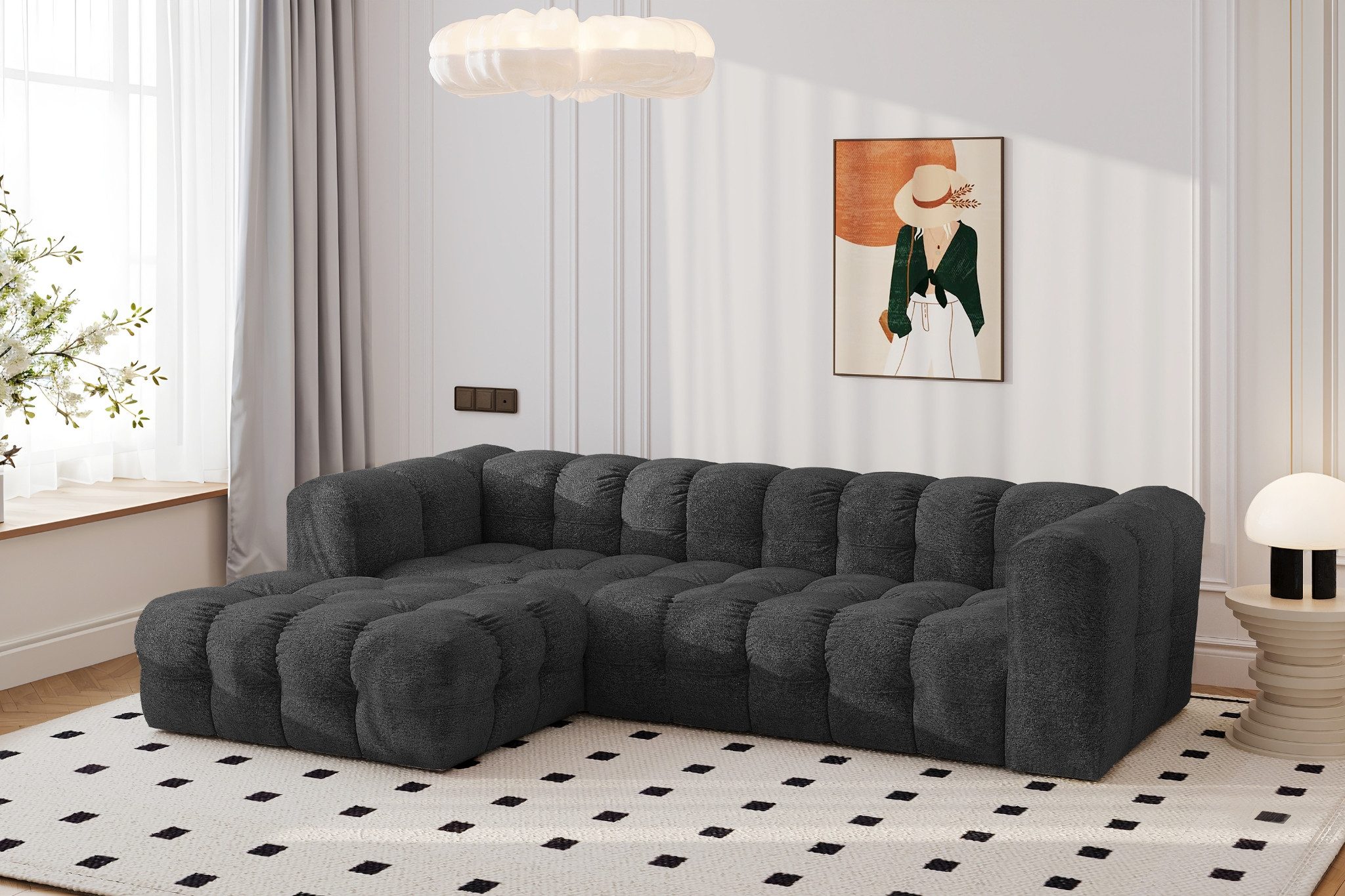 Kaiser Möbel Ecksofa BALOO L modernes freistehendes, für das Wohnzimmer, stoff Arena, Einzelsofa, gesteppte Oberfläche,freistehend platzierbar,hoher Sitzkomfort