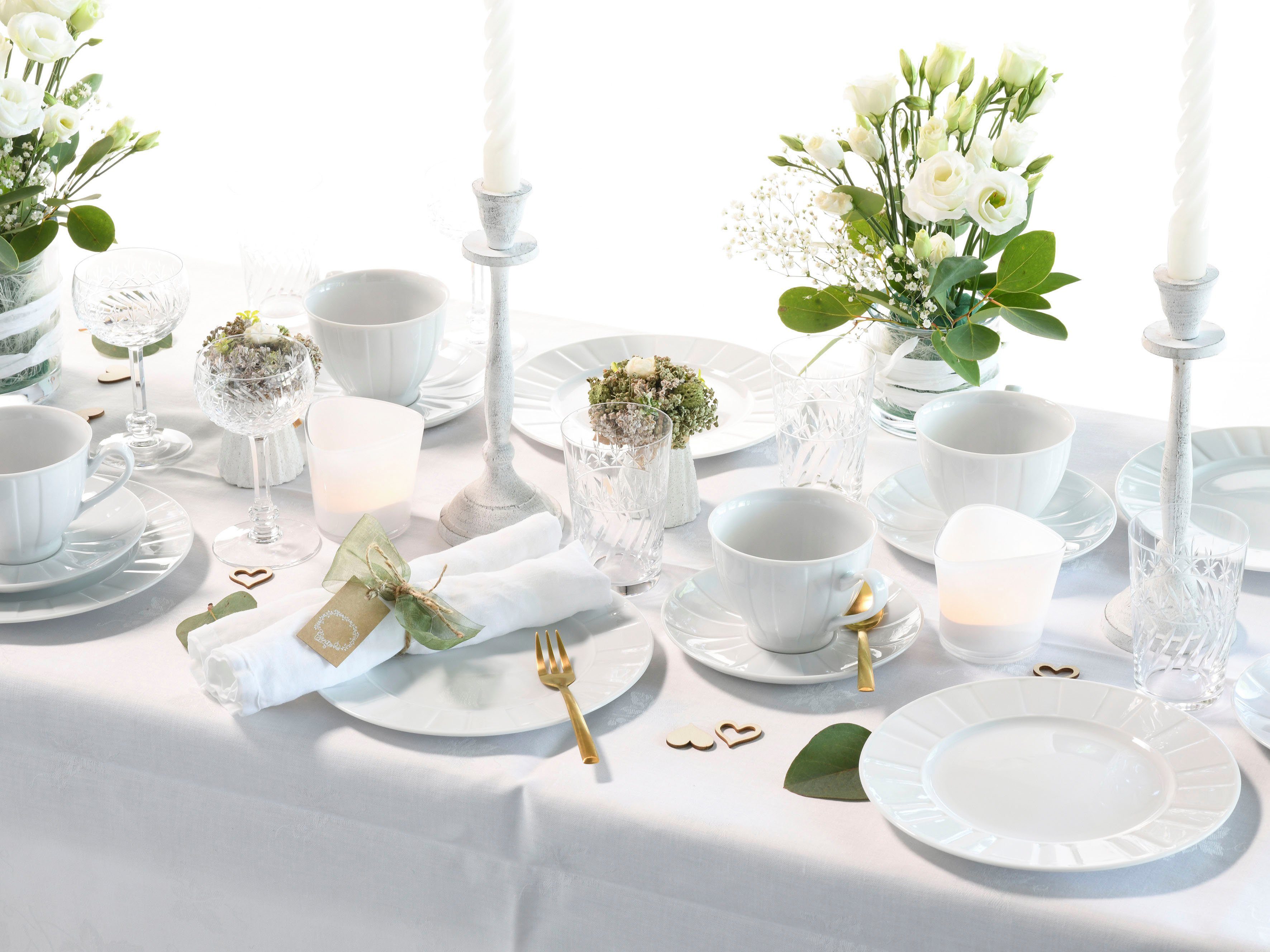 CreaTable Kaffeeservice Barcelona (18-tlg), 6 Personen, Porzellan, klassischer Manufakturstil